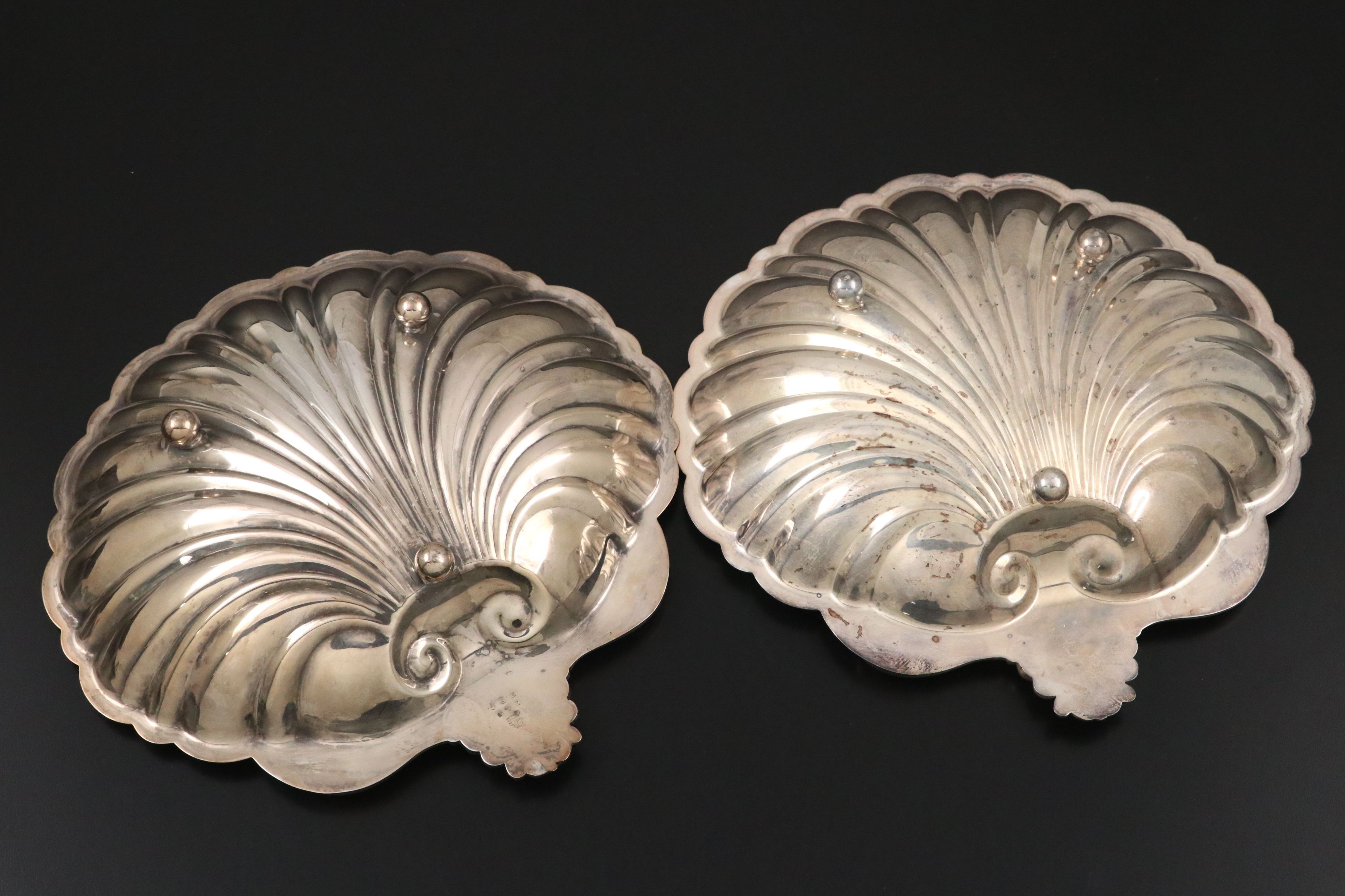 Vintage Silver Plate Leaf and Shell Shaped Dishes