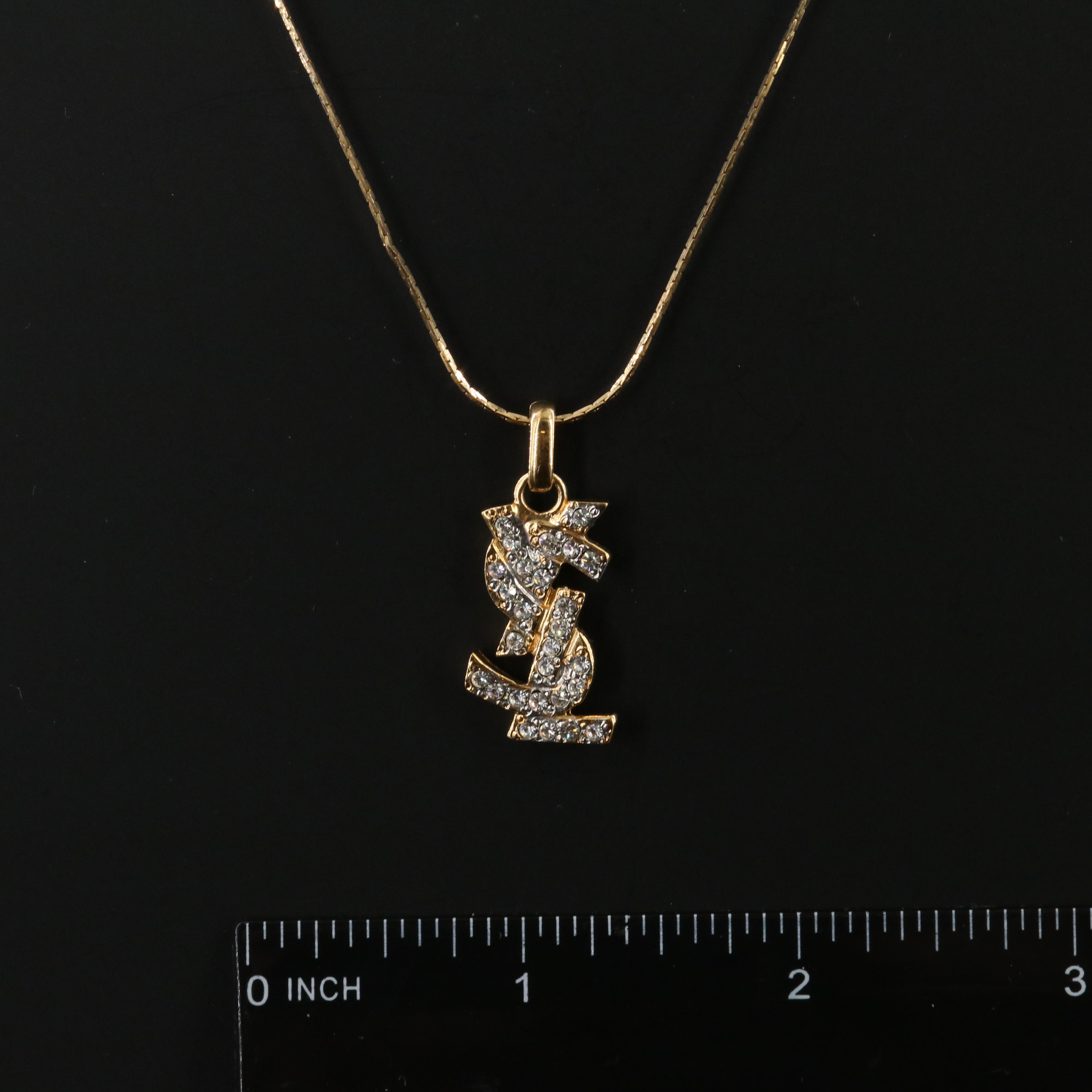 Yves St Laurent YSL Crystal Monogram Necklace