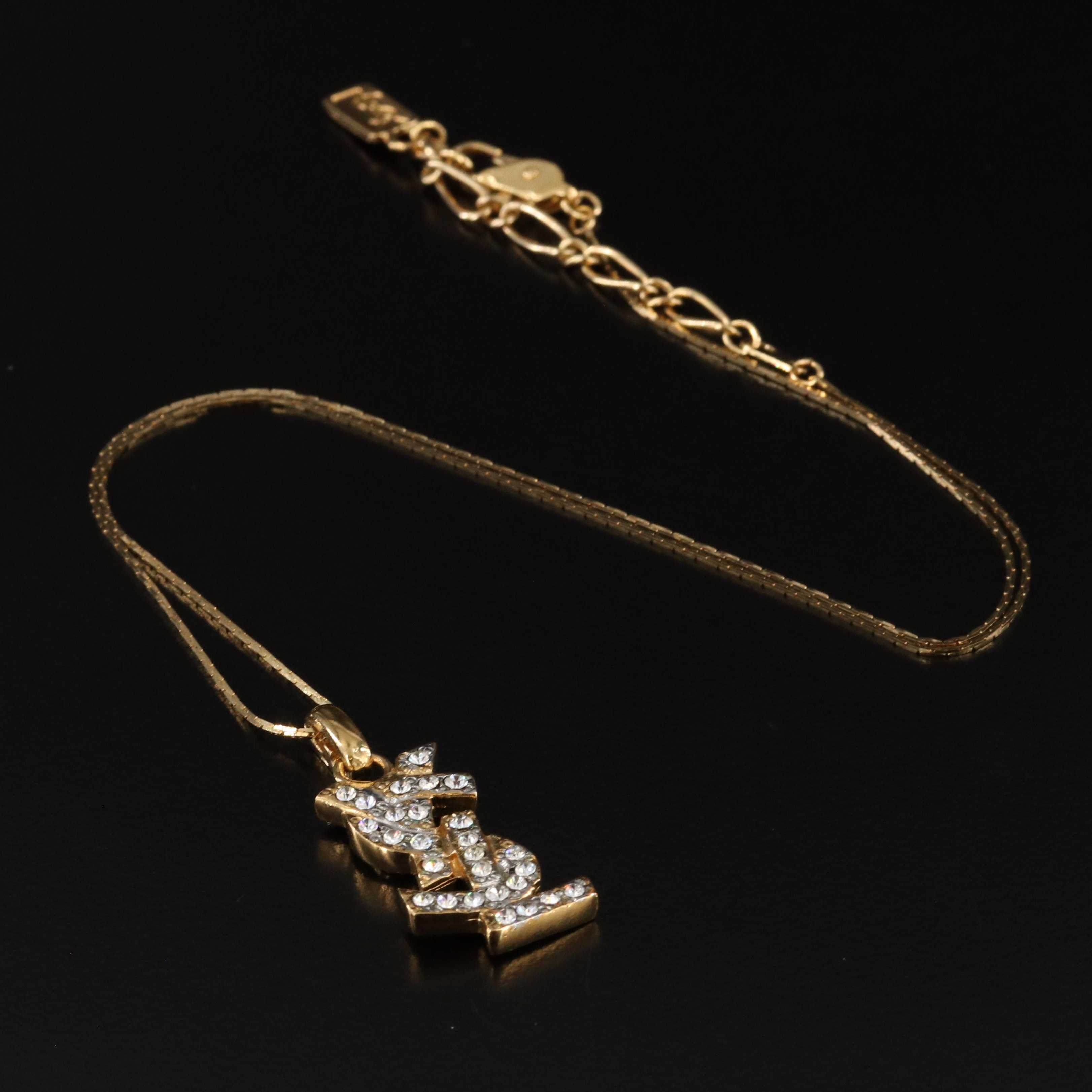 Yves St Laurent YSL Crystal Monogram Necklace