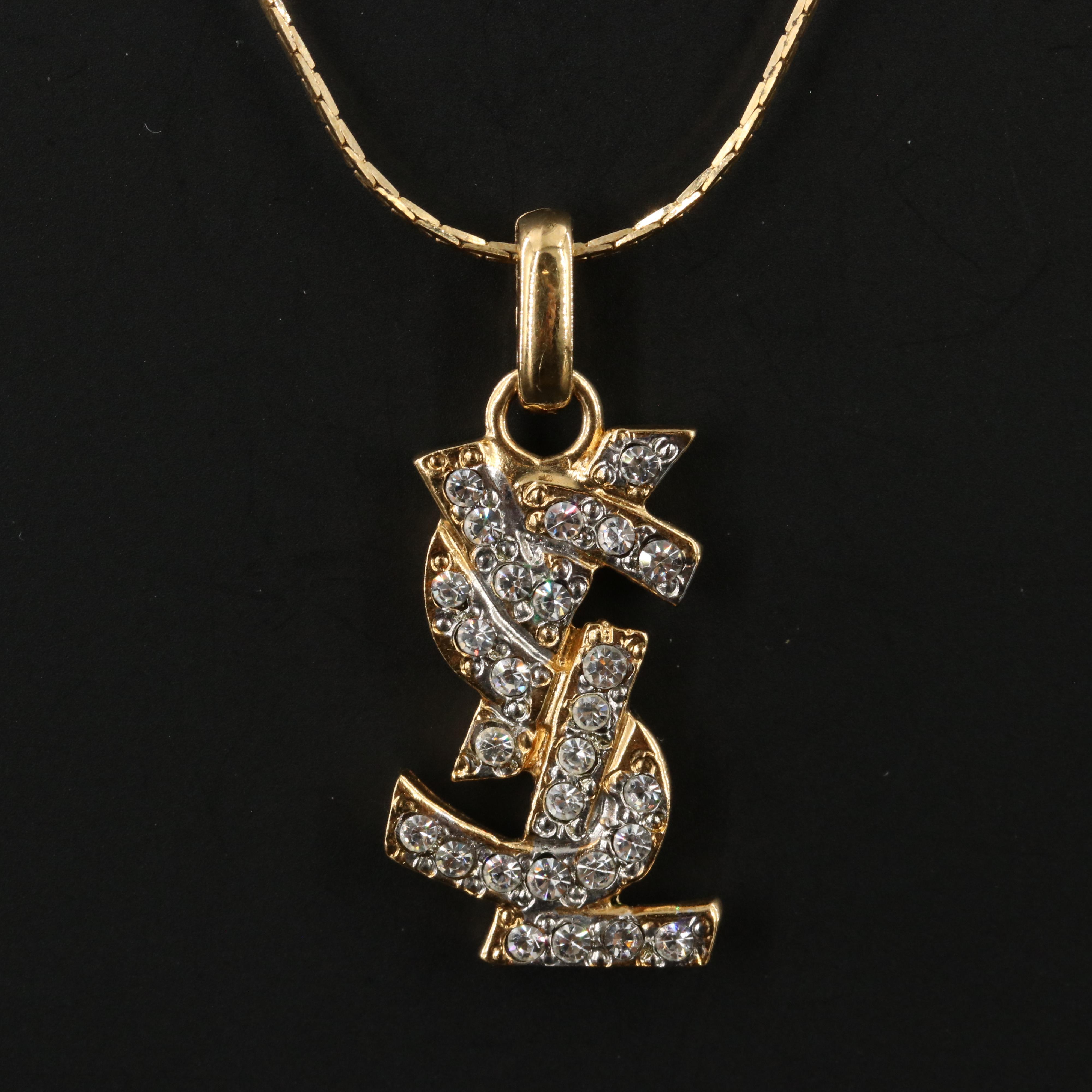 Yves St Laurent YSL Crystal Monogram Necklace