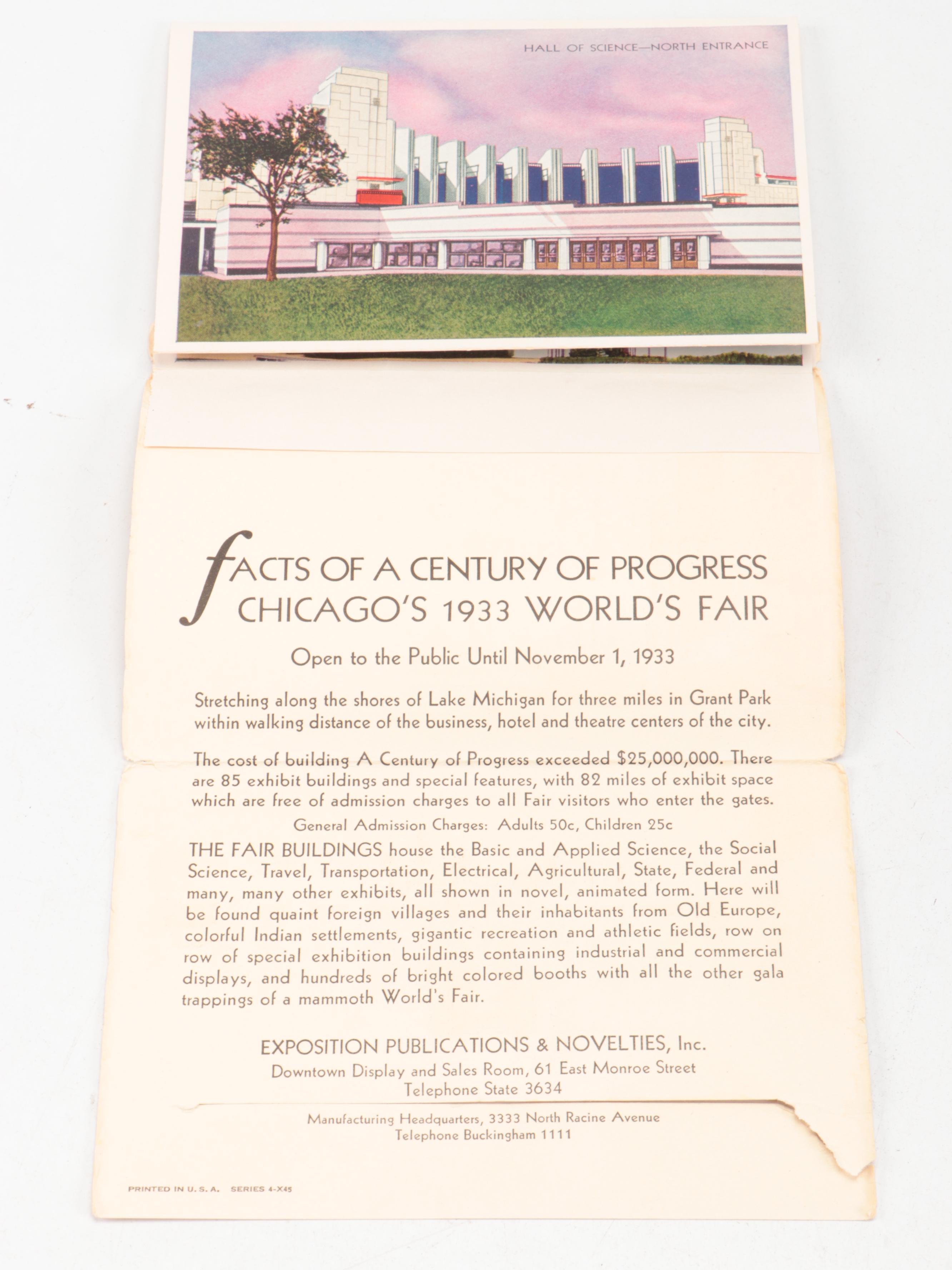 1933 Chicago World's Fair Postcards with Lutheran Hymnal