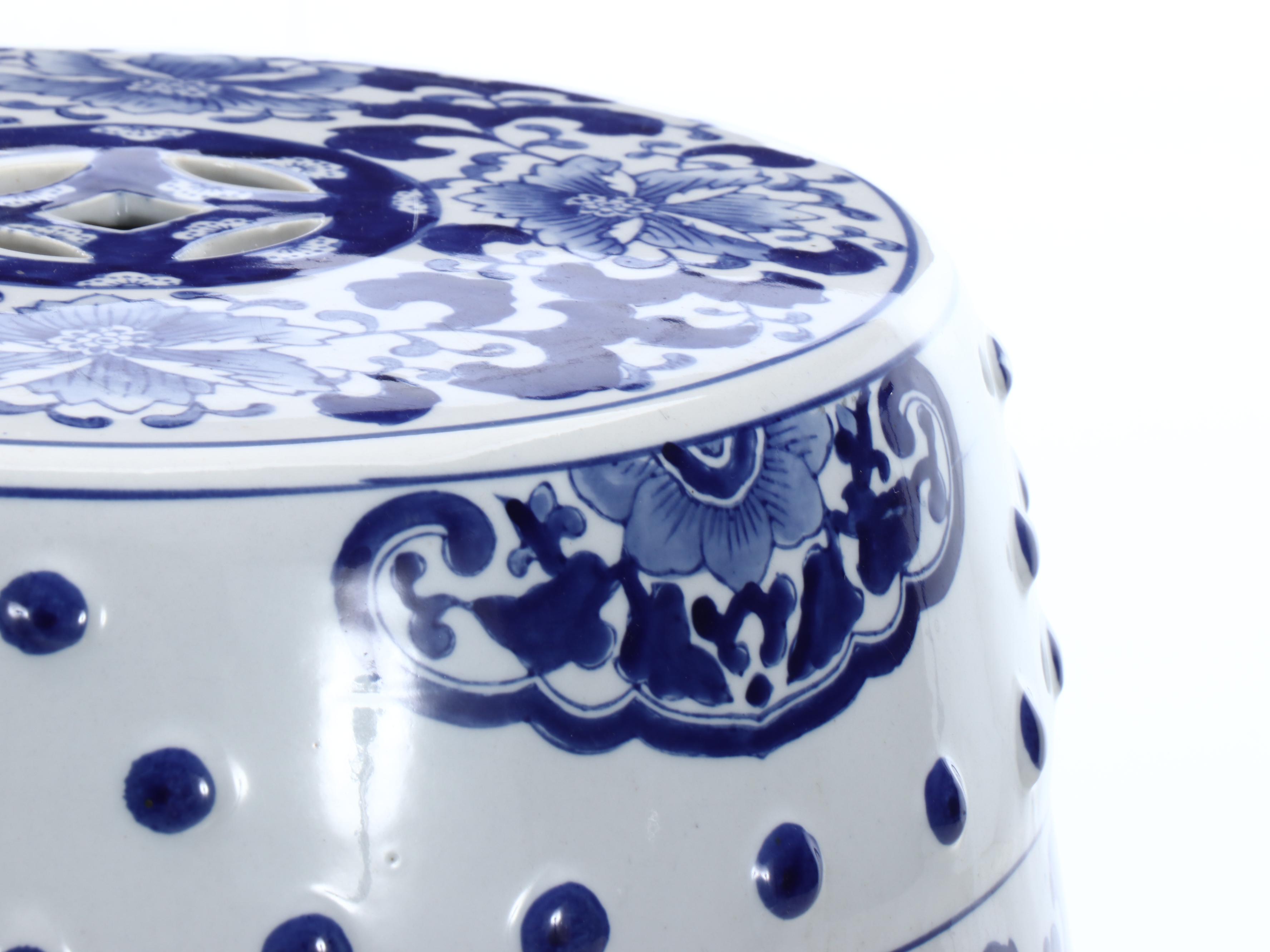 Chinese Blue on White Porcelain Garden Stool