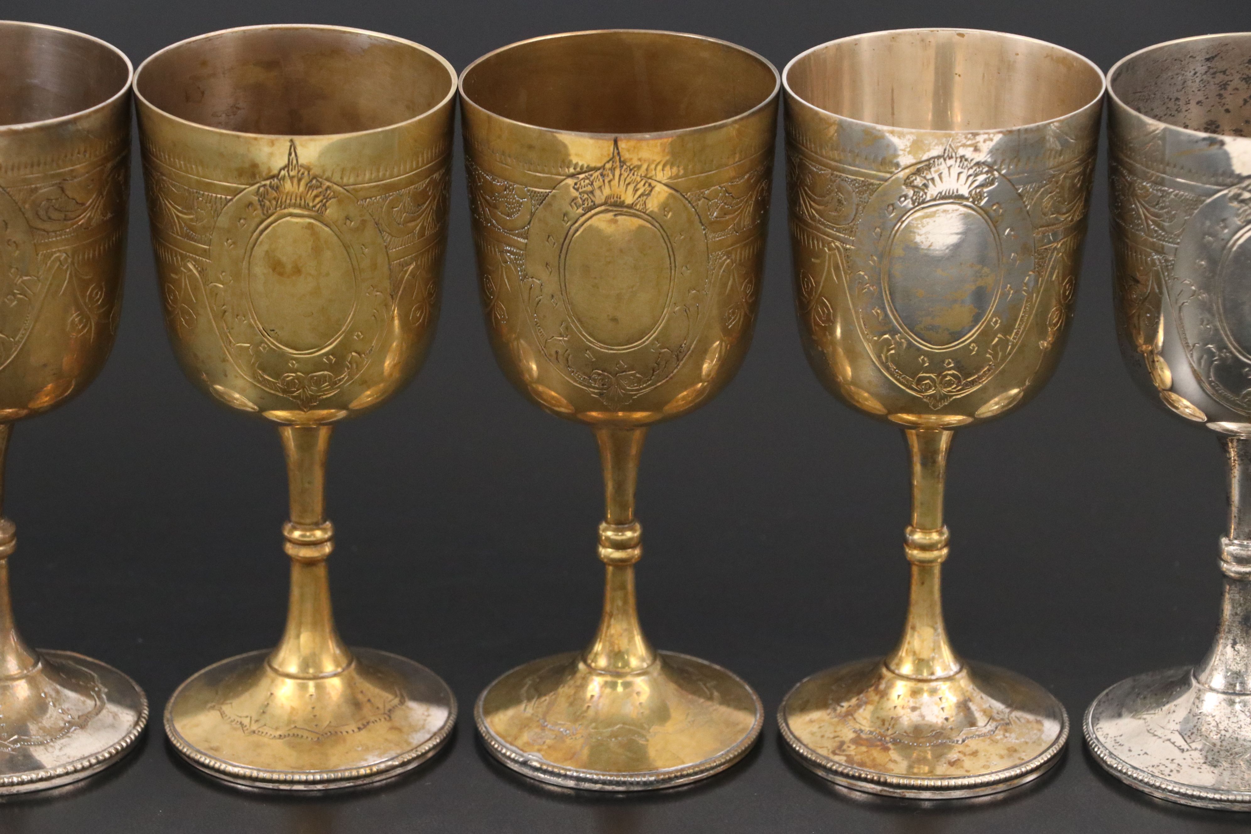Webster-Wilcox Tray with Gilded Wine Glasses