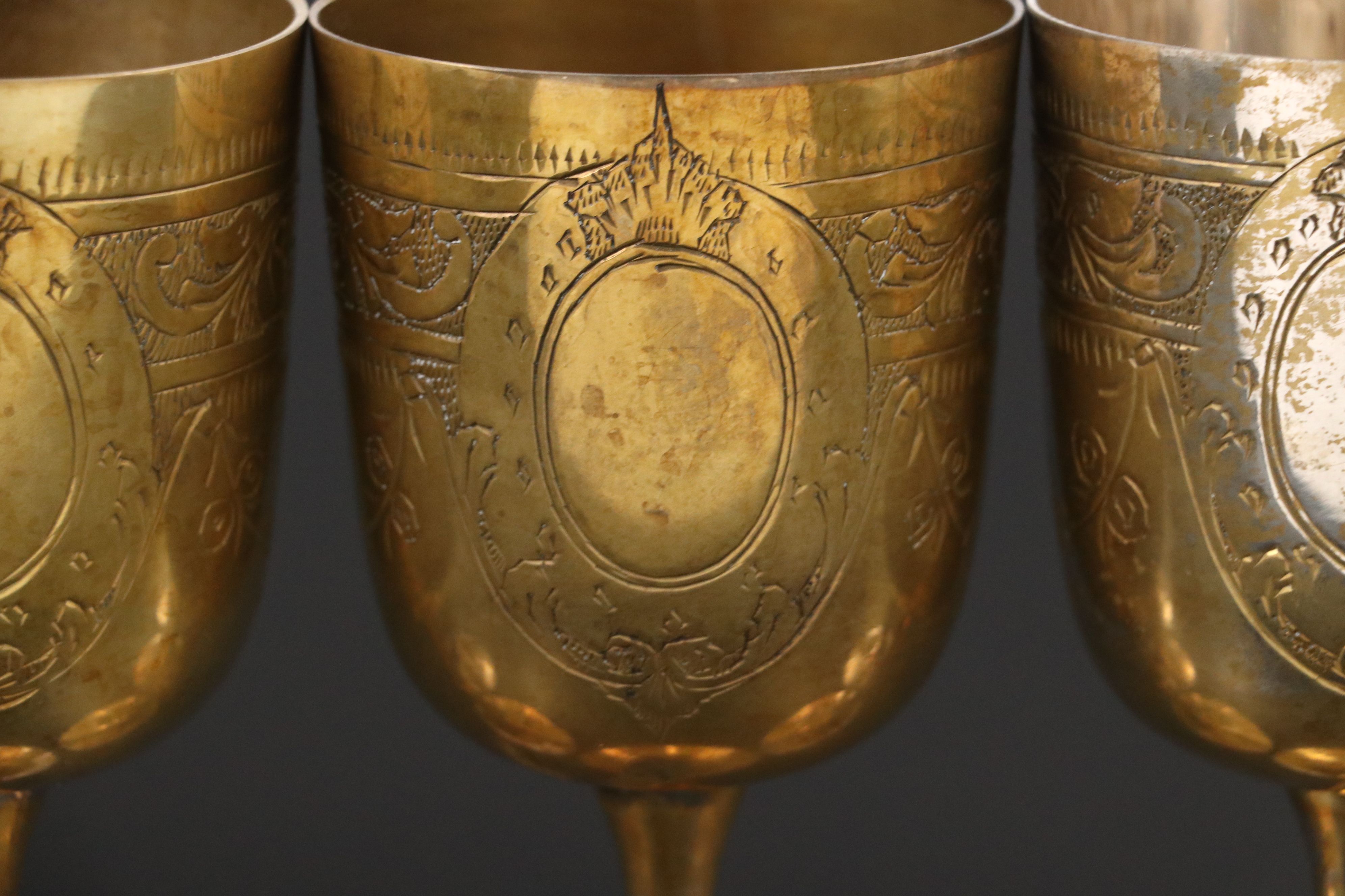 Webster-Wilcox Tray with Gilded Wine Glasses