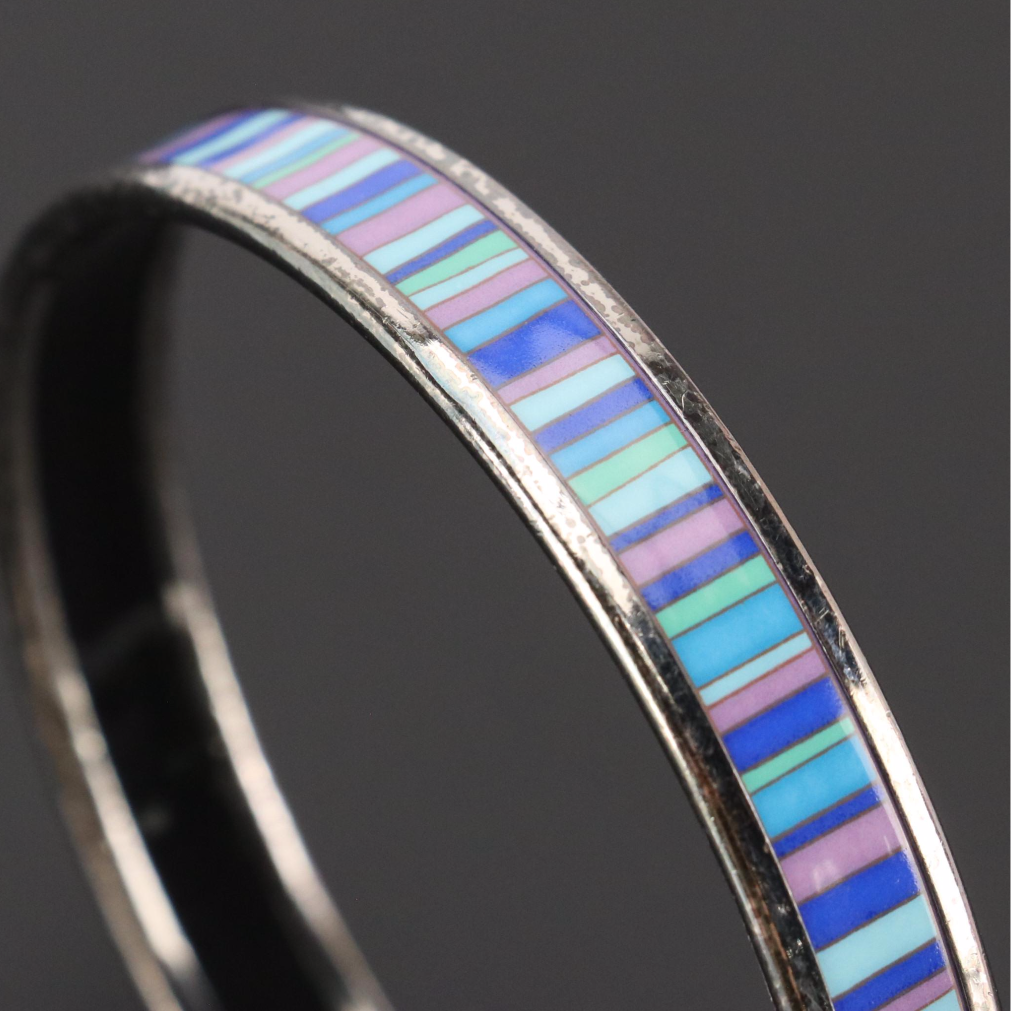 Hermès Carioca Stripes Narrow Bangle Bracelet