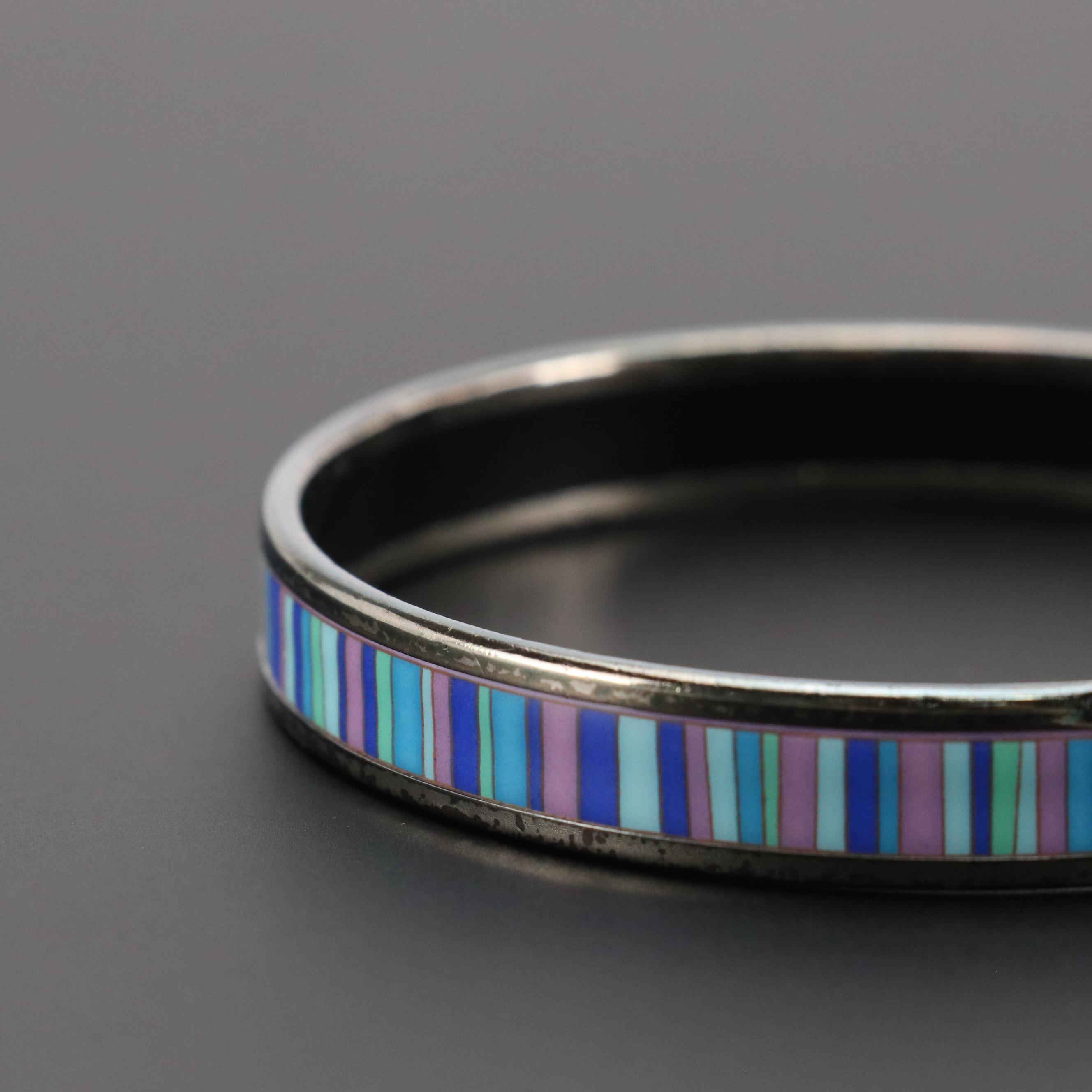 Hermès Carioca Stripes Narrow Bangle Bracelet