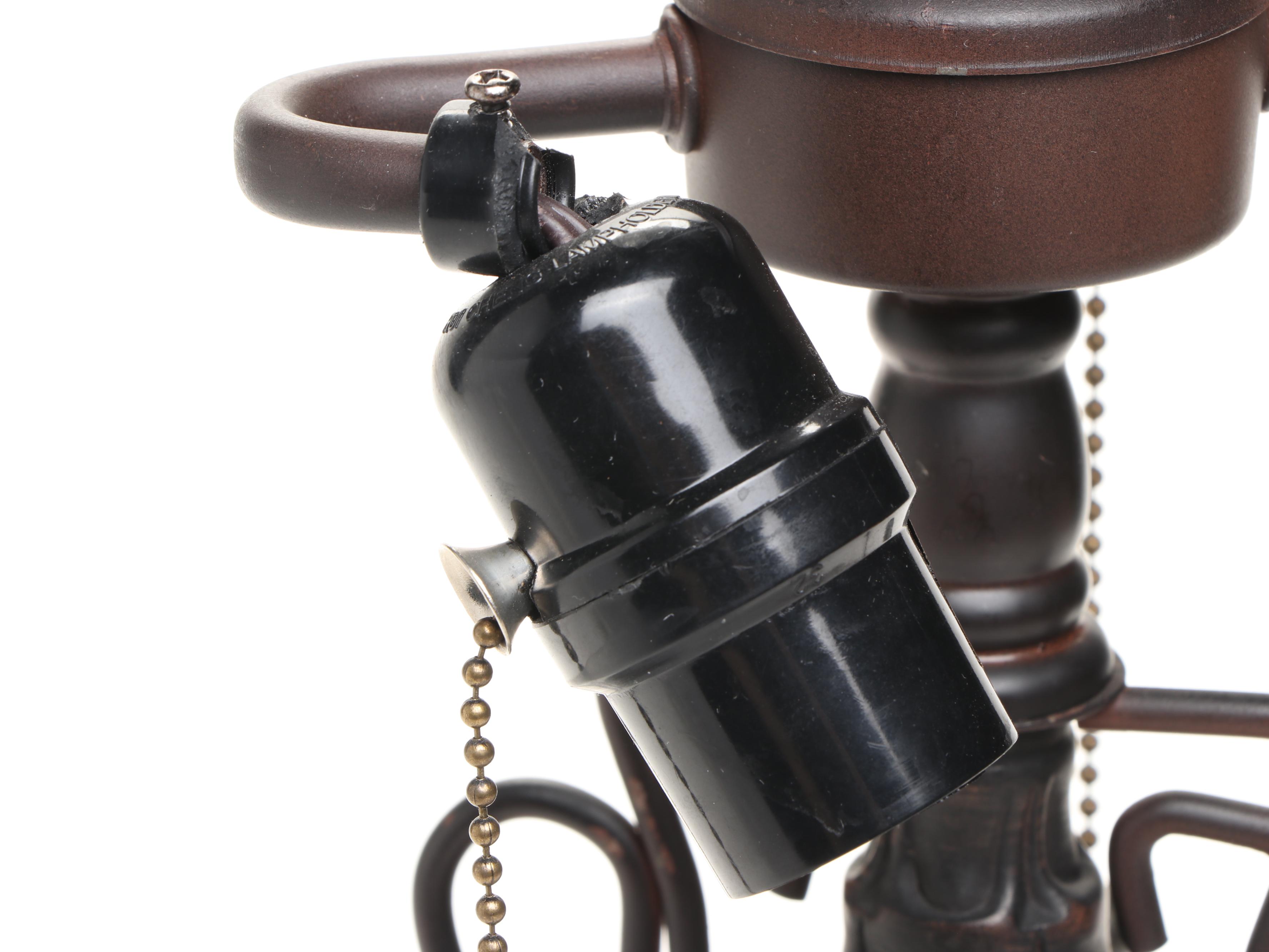 Victorian Style Slag Glass Table Lamp with Matching Shade, 21st C