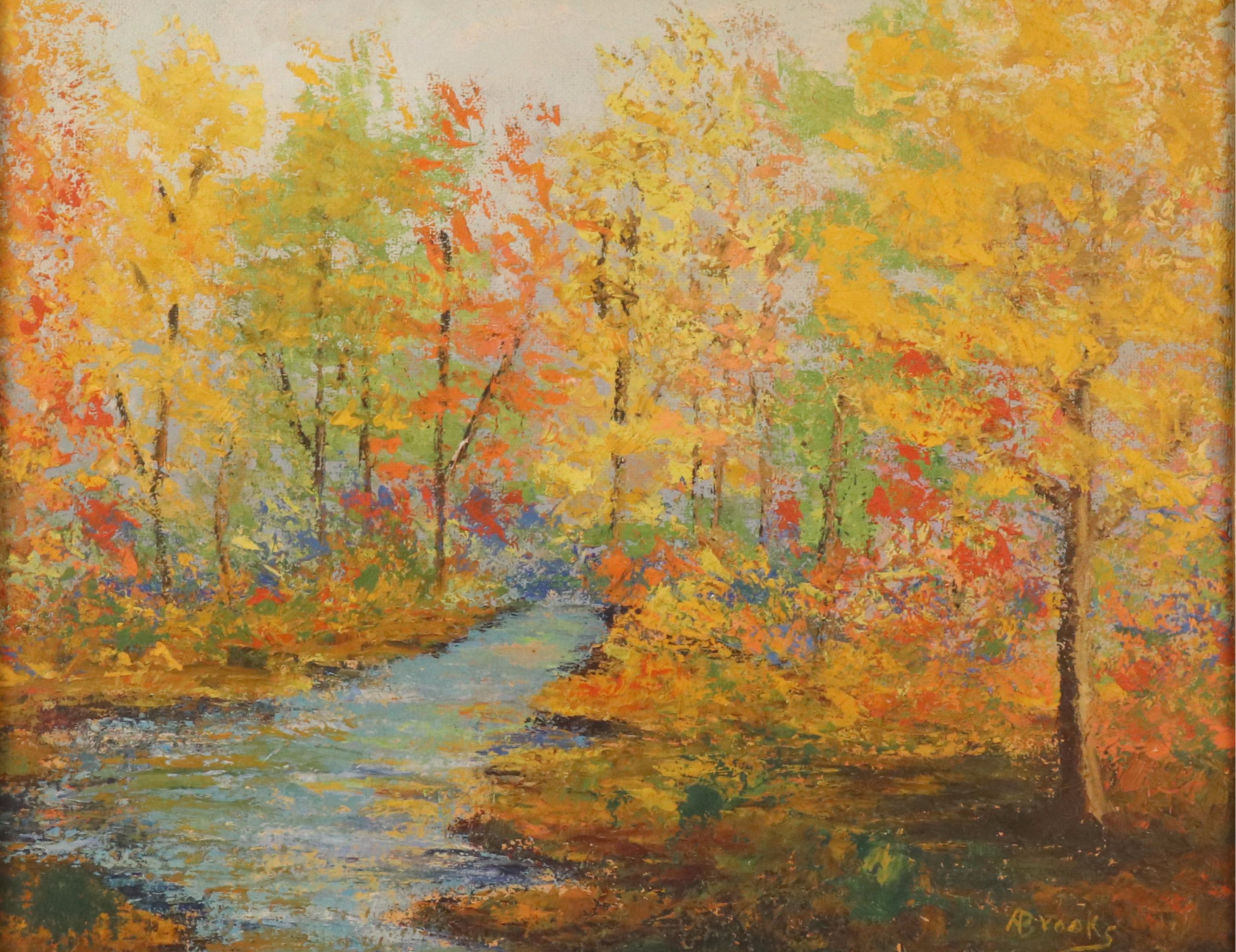 A. Brooks Pallet Knife Landscape Oil Painting "Peace"