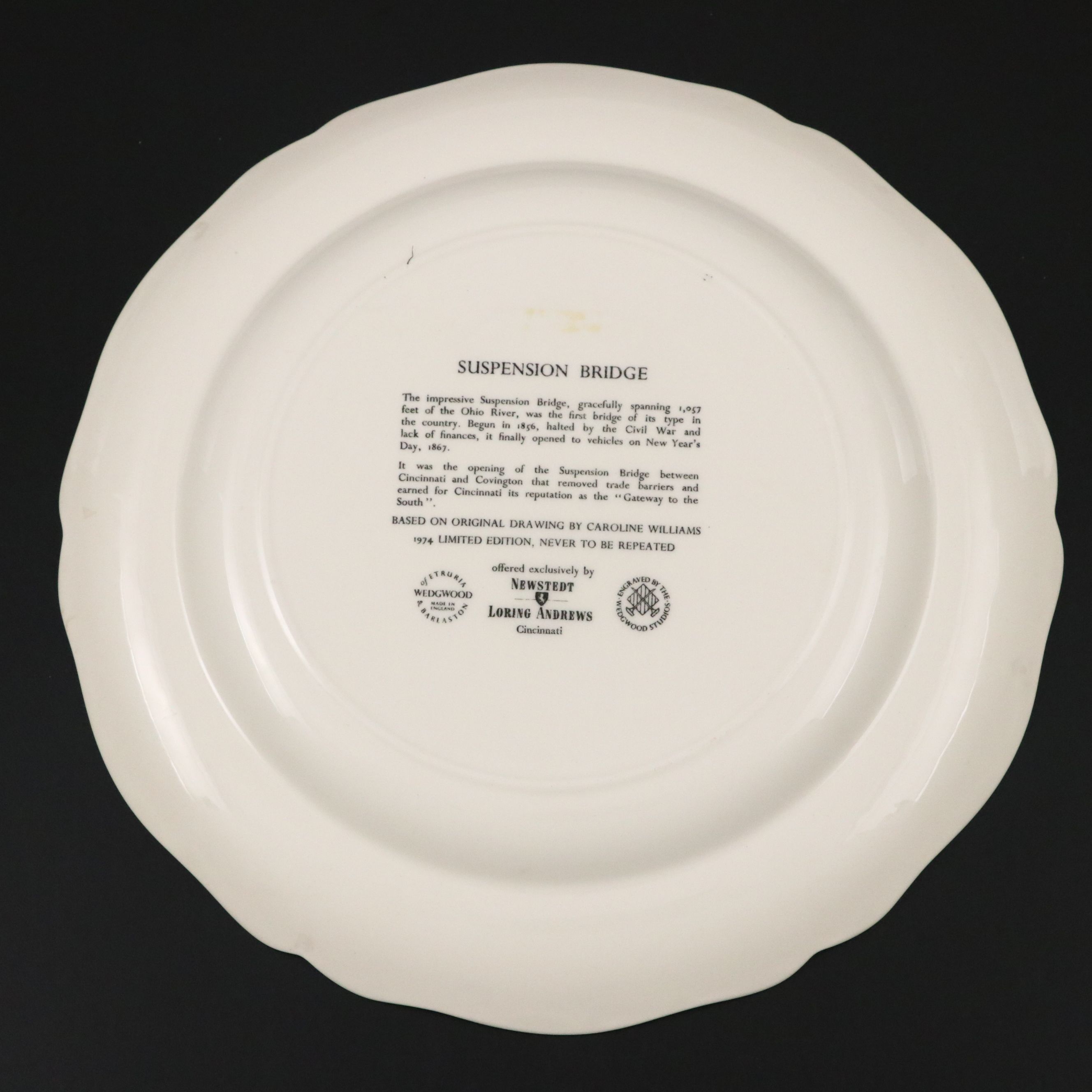 Caroline Williams for Wedgwood "Suspension Bridge" Limited Edition Plate