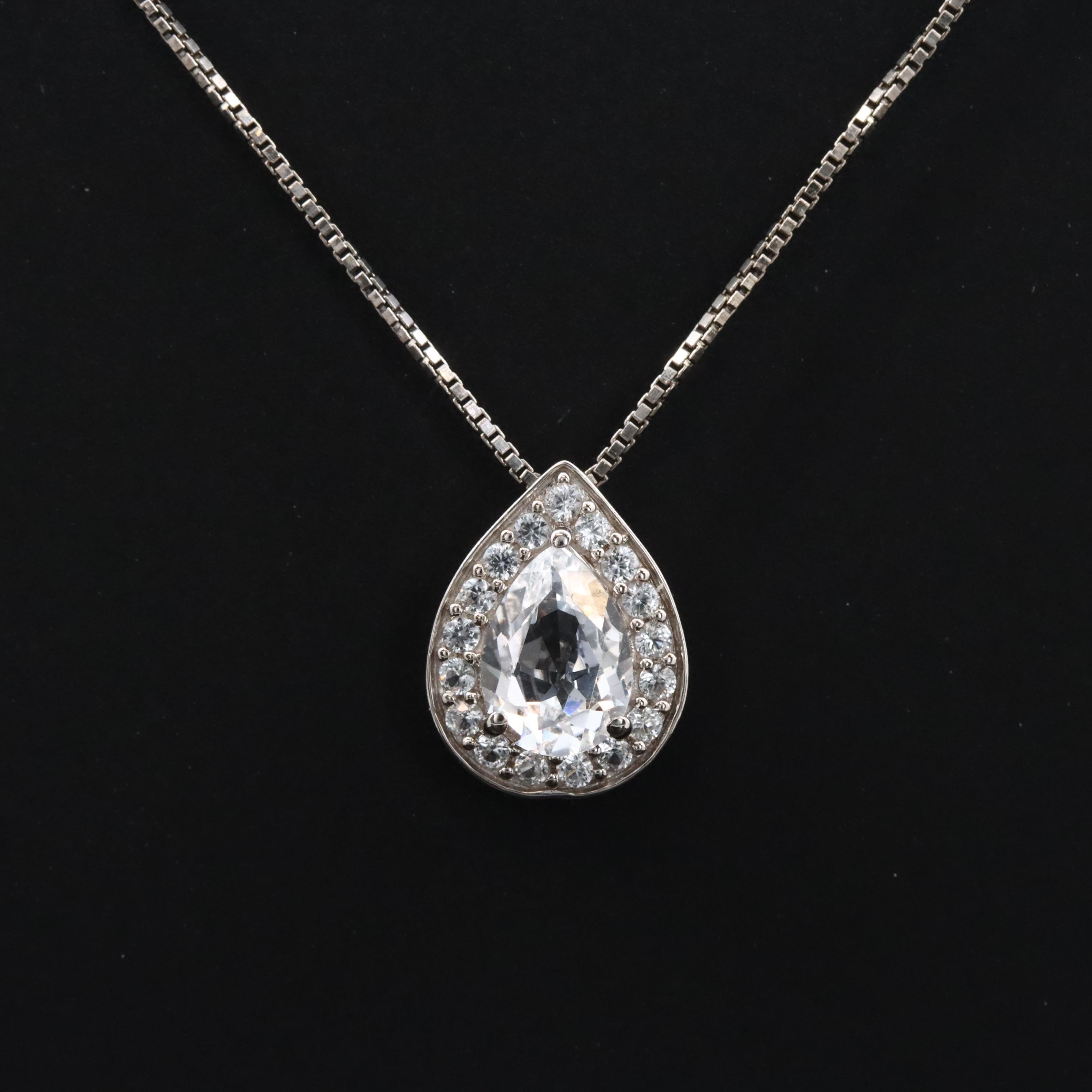 Sterling White Sapphire Pendant Necklace