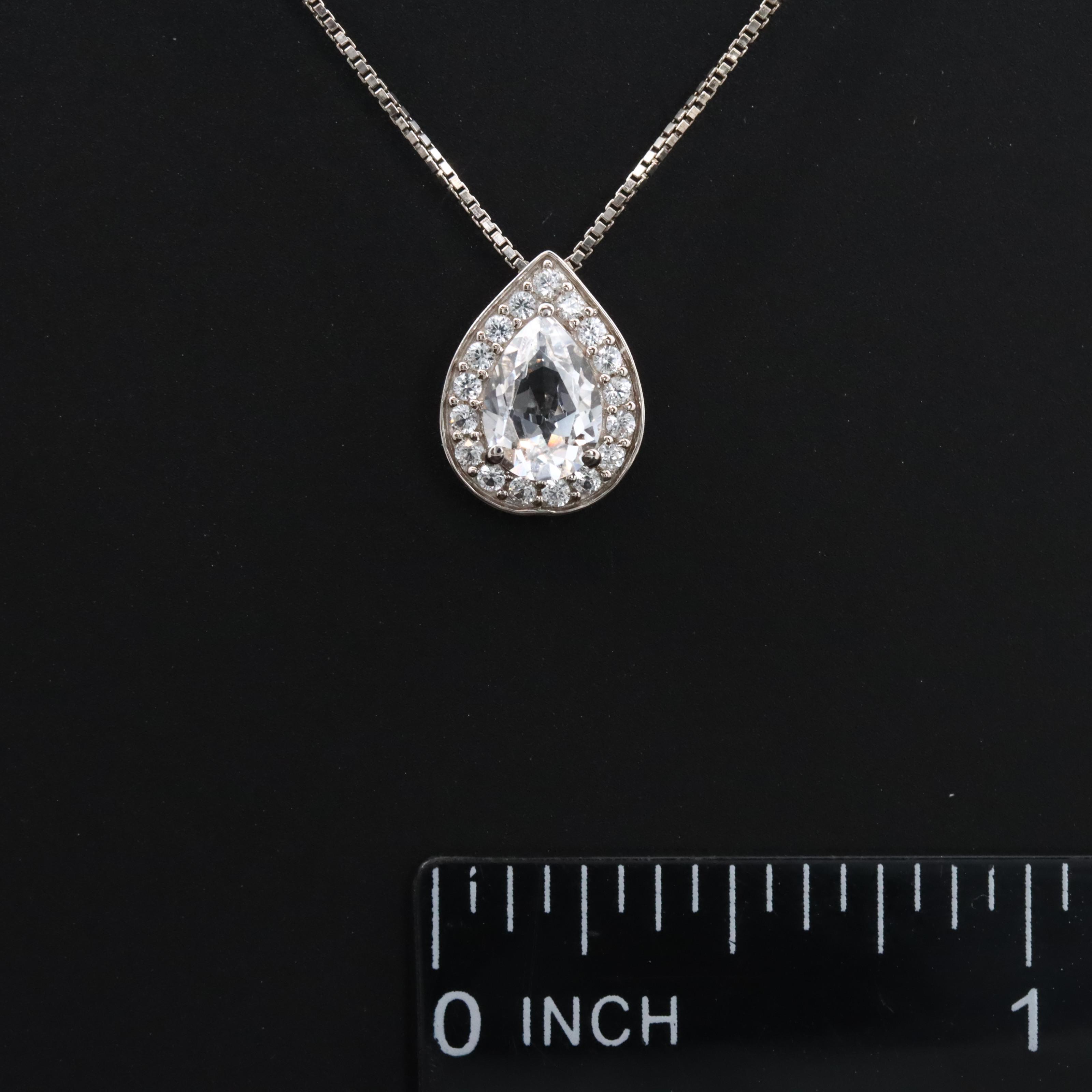 Sterling White Sapphire Pendant Necklace
