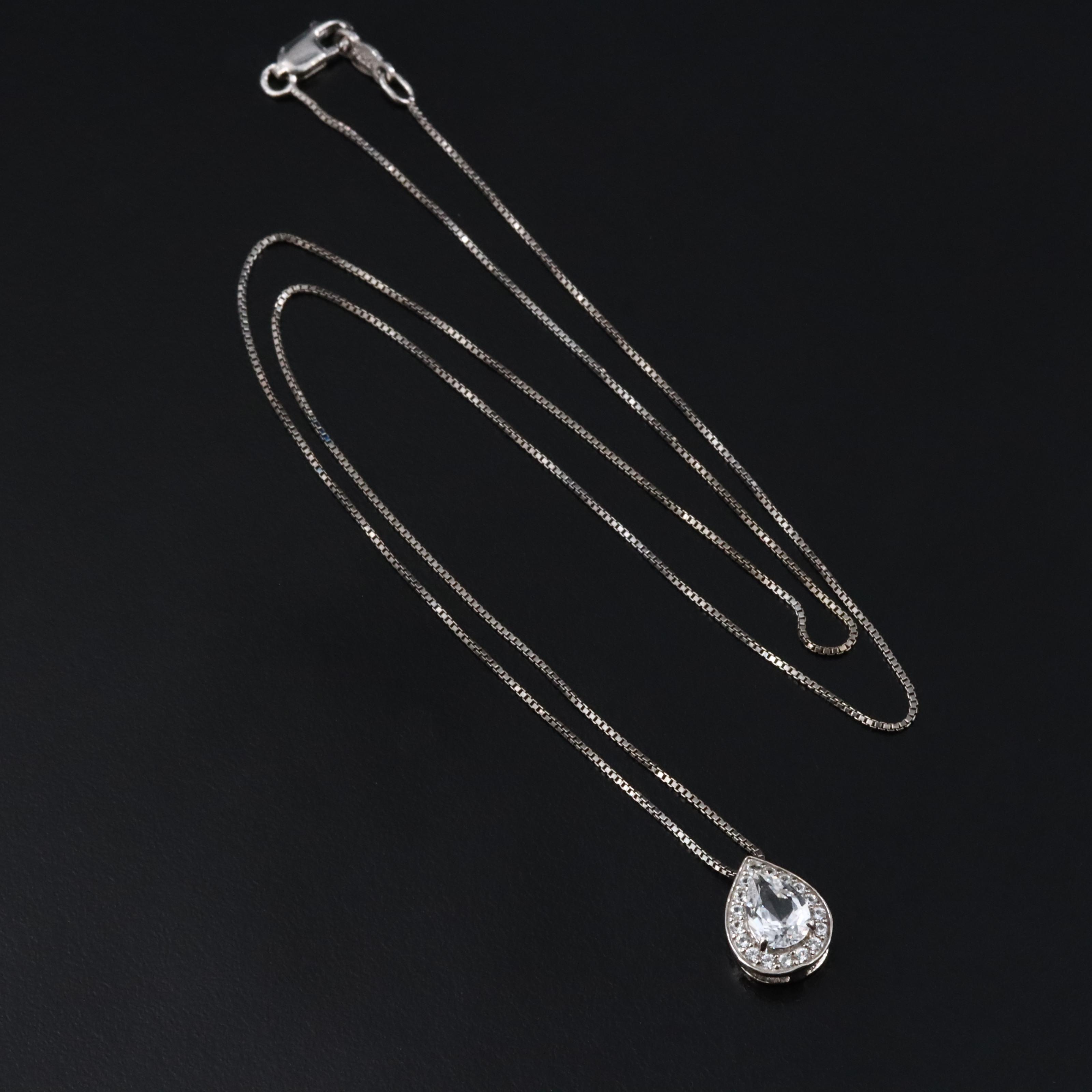 Sterling White Sapphire Pendant Necklace