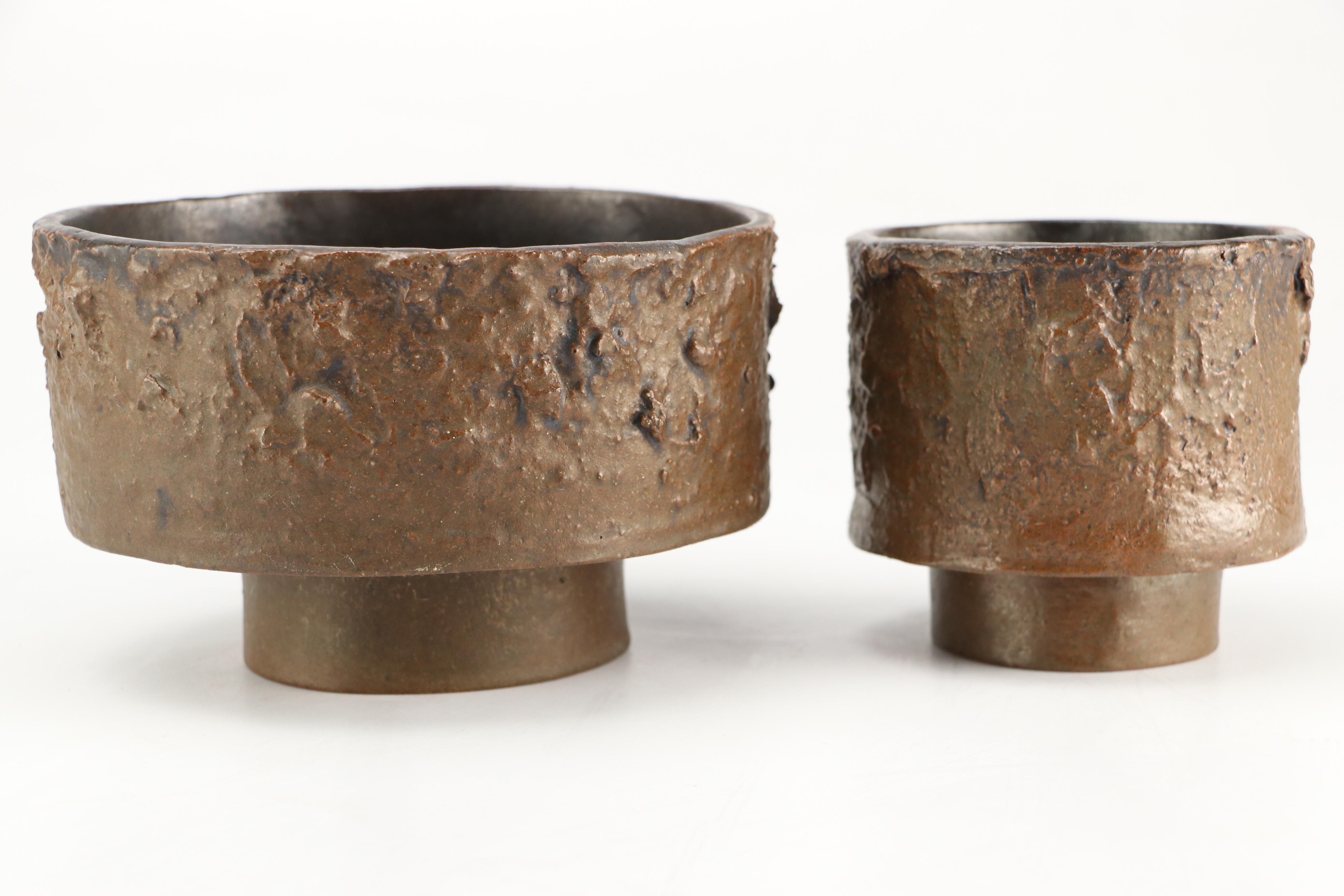 Studio Pottery Salt-Glazed Stoneware Bowls and Vase