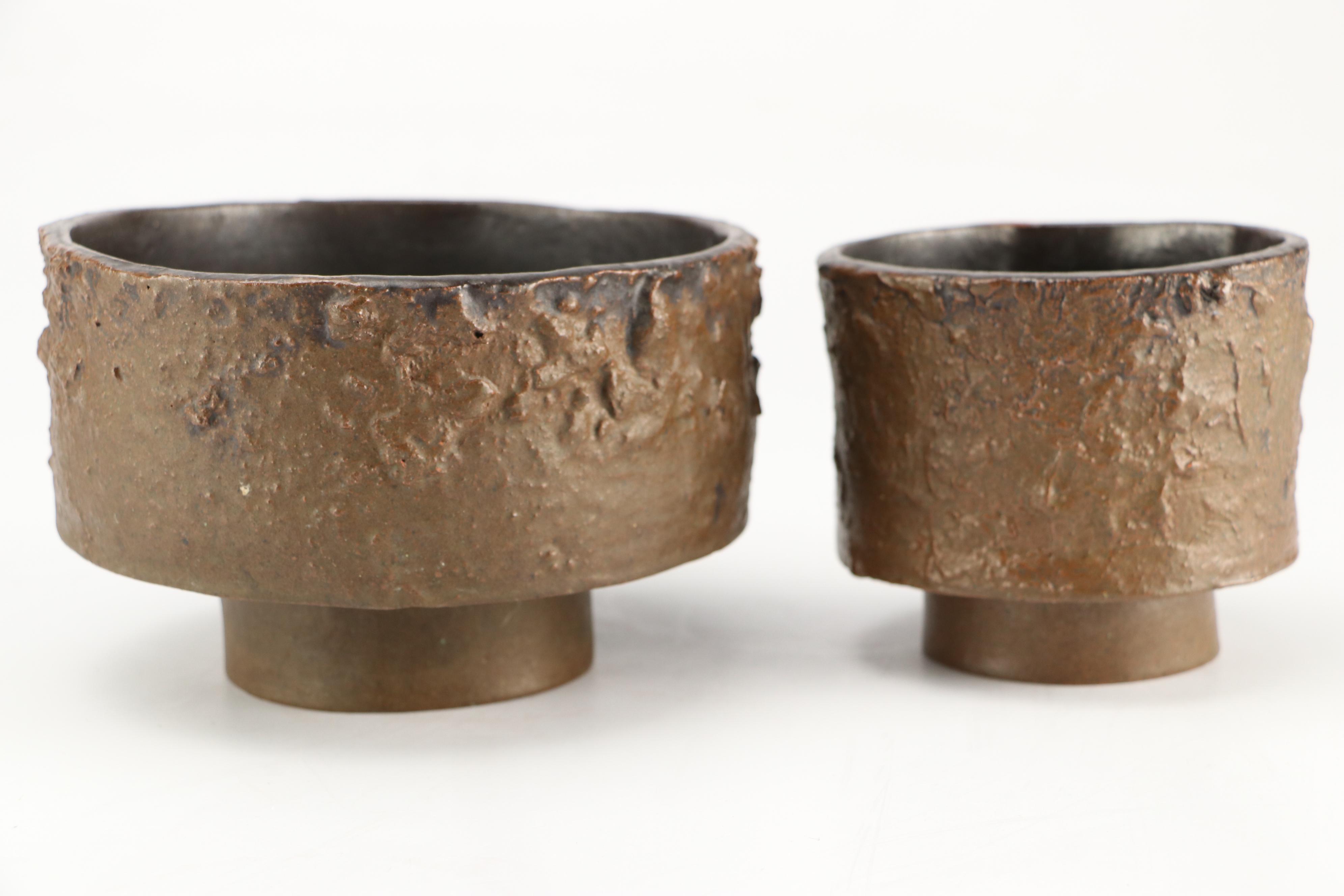 Studio Pottery Salt-Glazed Stoneware Bowls and Vase