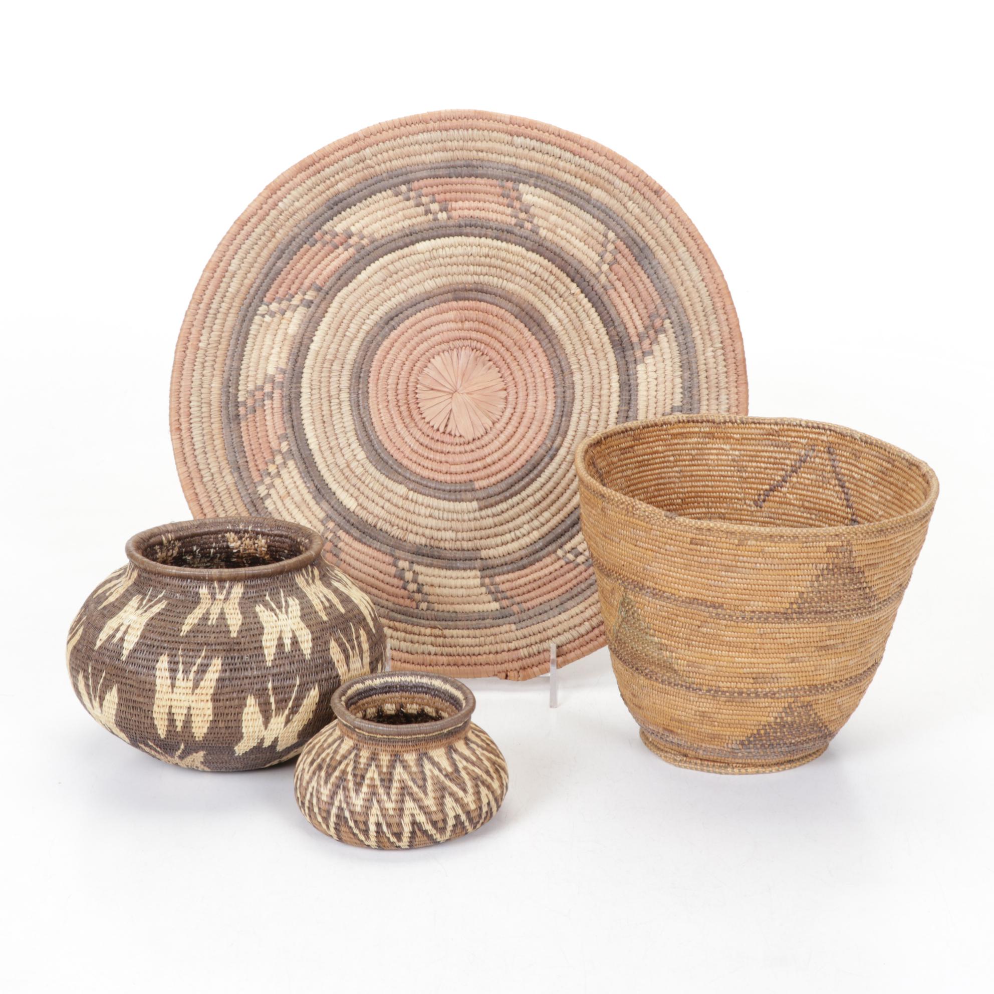 Woven Fiber Panama Baskets & Rattan Place Mat