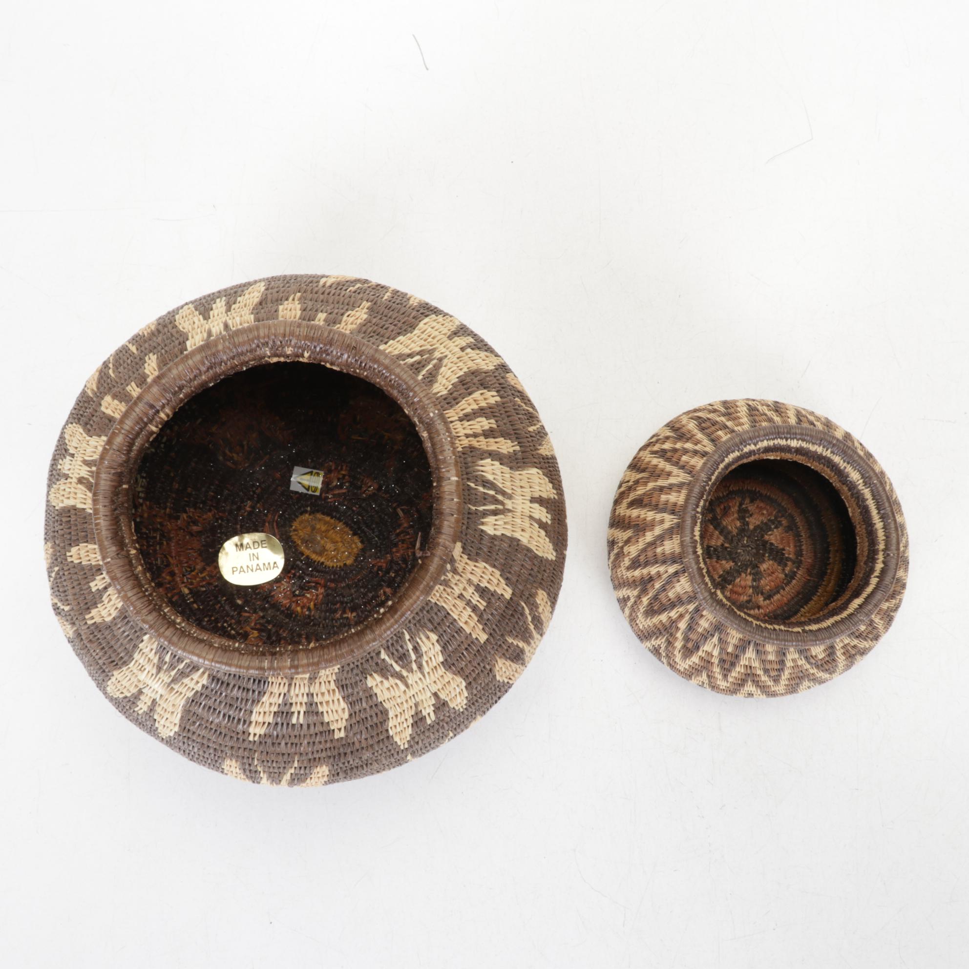 Woven Fiber Panama Baskets & Rattan Place Mat