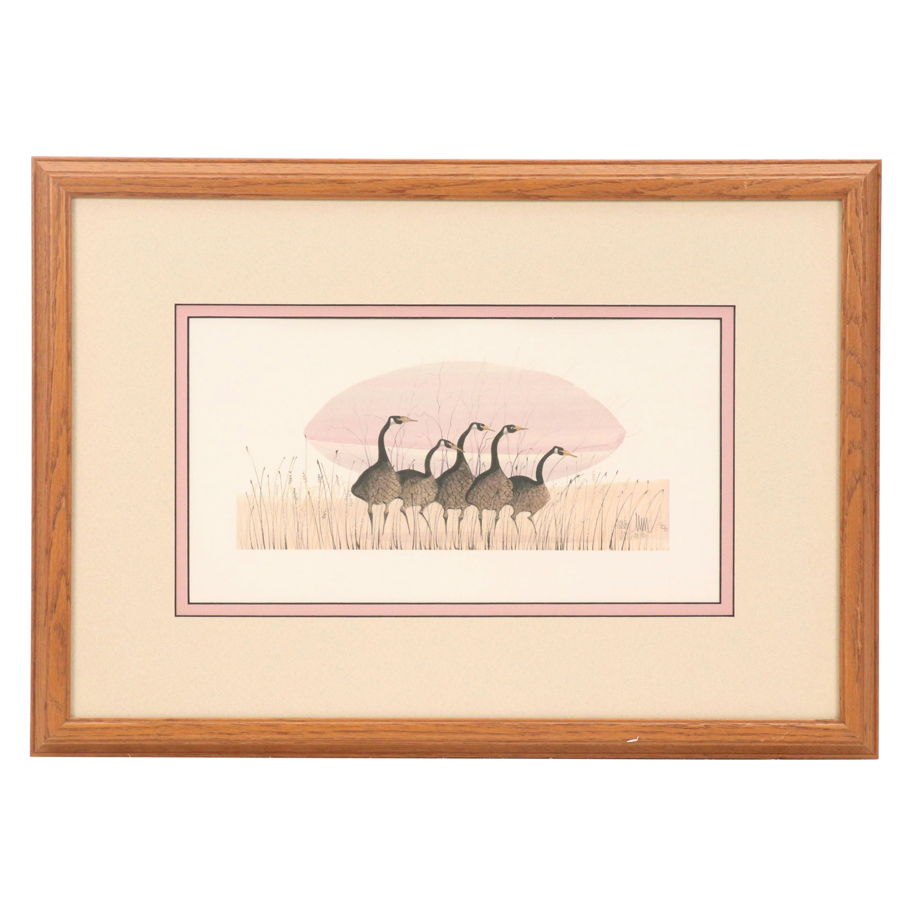 P. Buckley Moss Offset Lithograph "Evening Congregation"