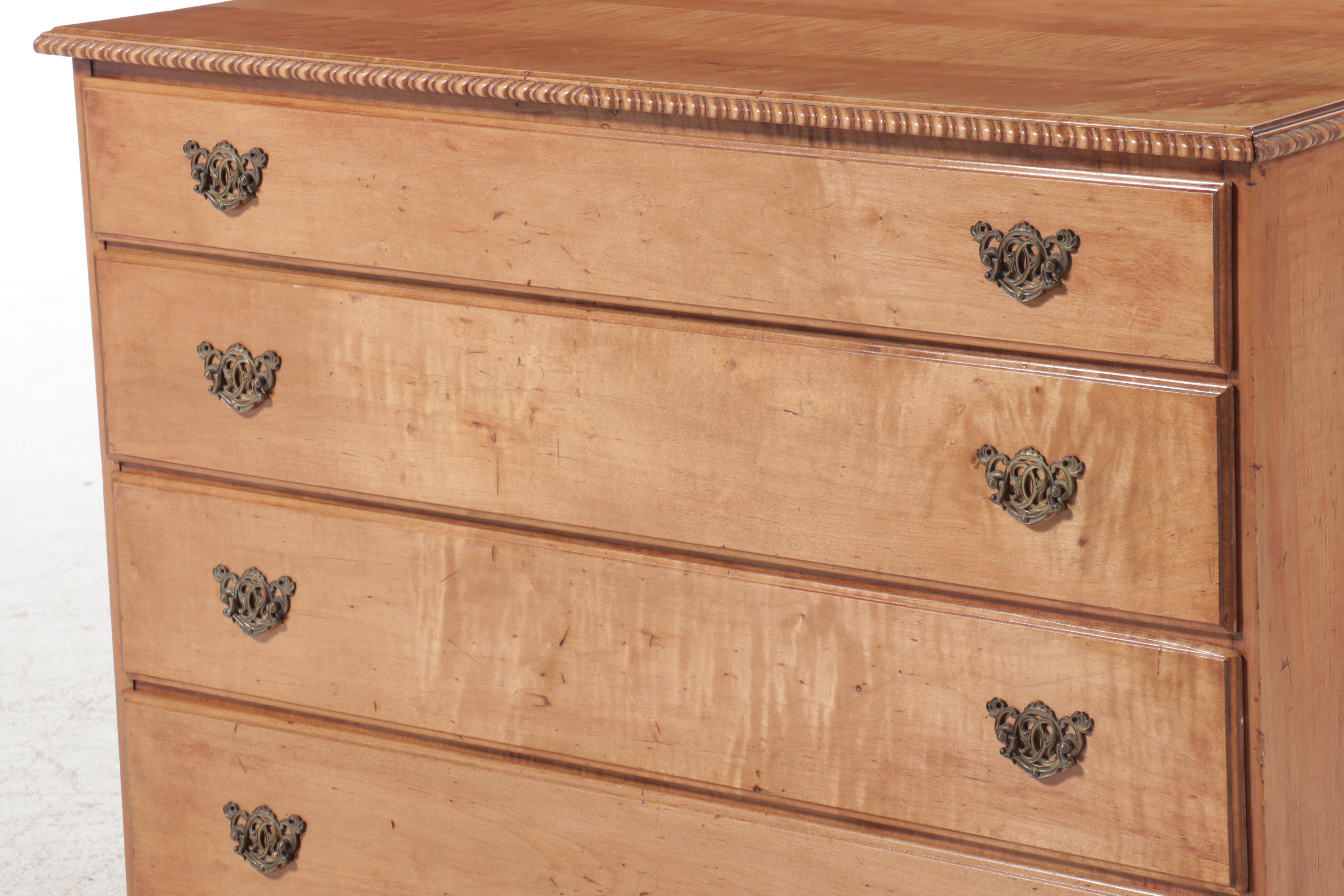 Federal Style Maple Four-Drawer Chest with Claw and Ball Feet, 20th Century