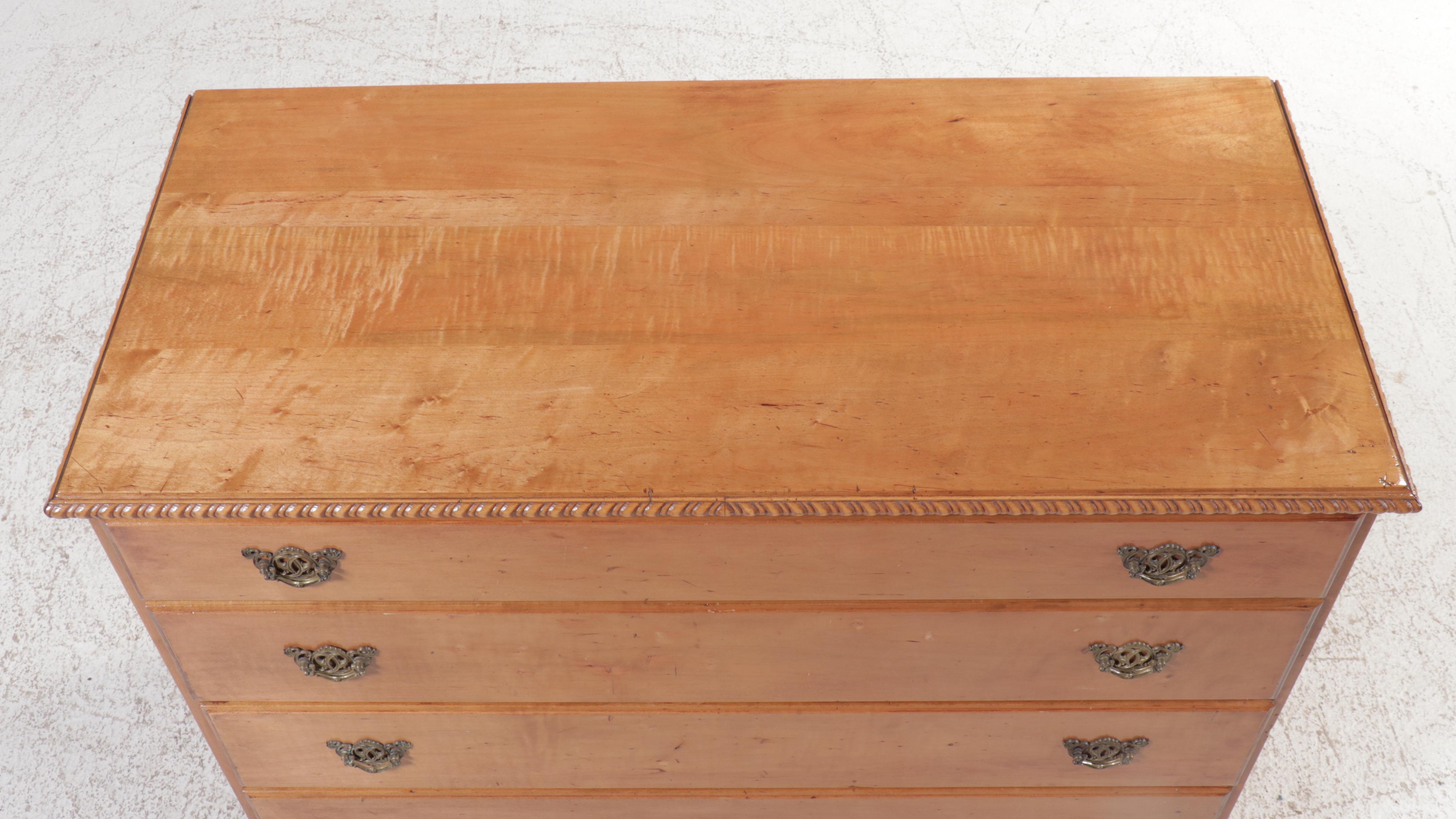 Federal Style Maple Four-Drawer Chest with Claw and Ball Feet, 20th Century
