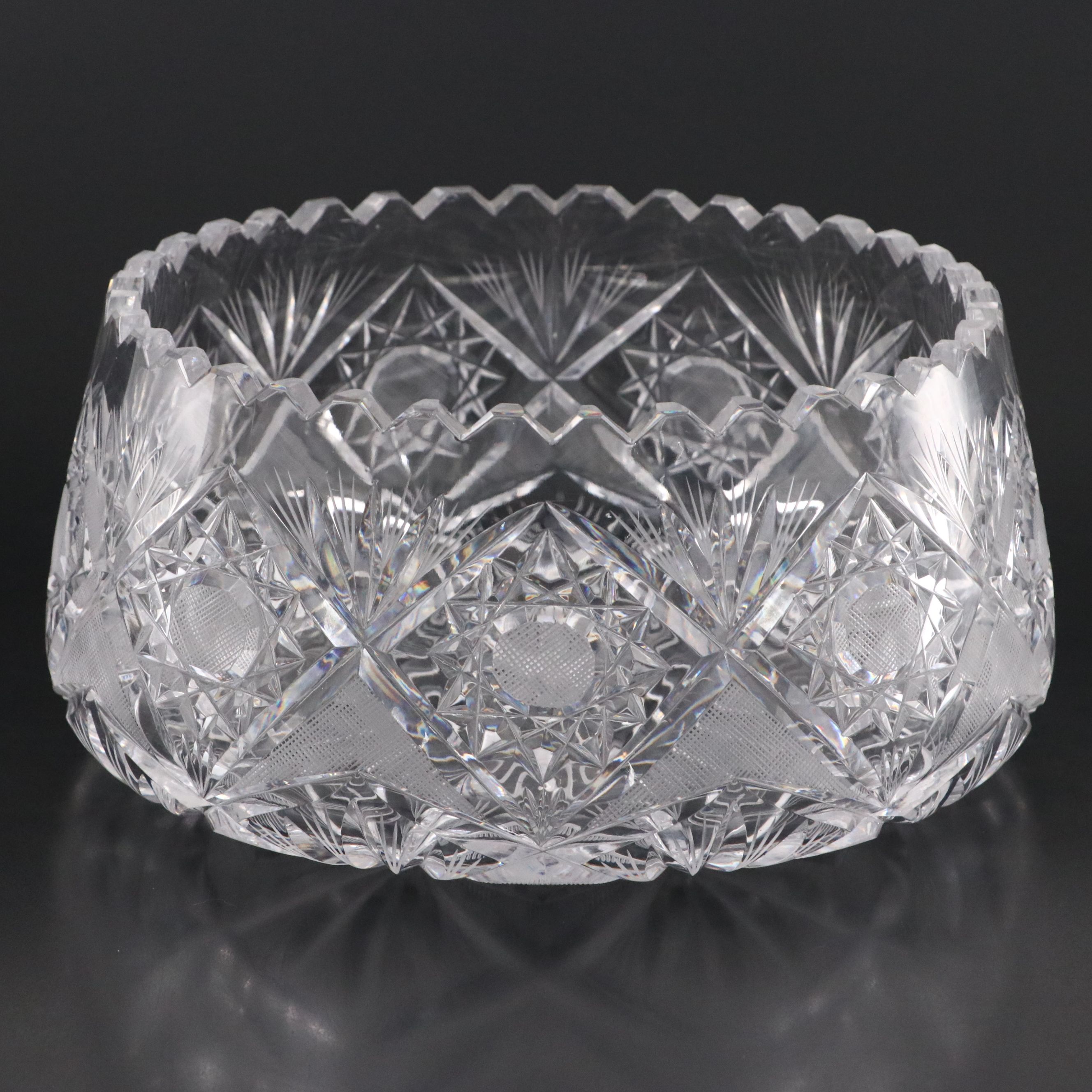 American Brilliant Cut Glass Bowl and Relish Dish