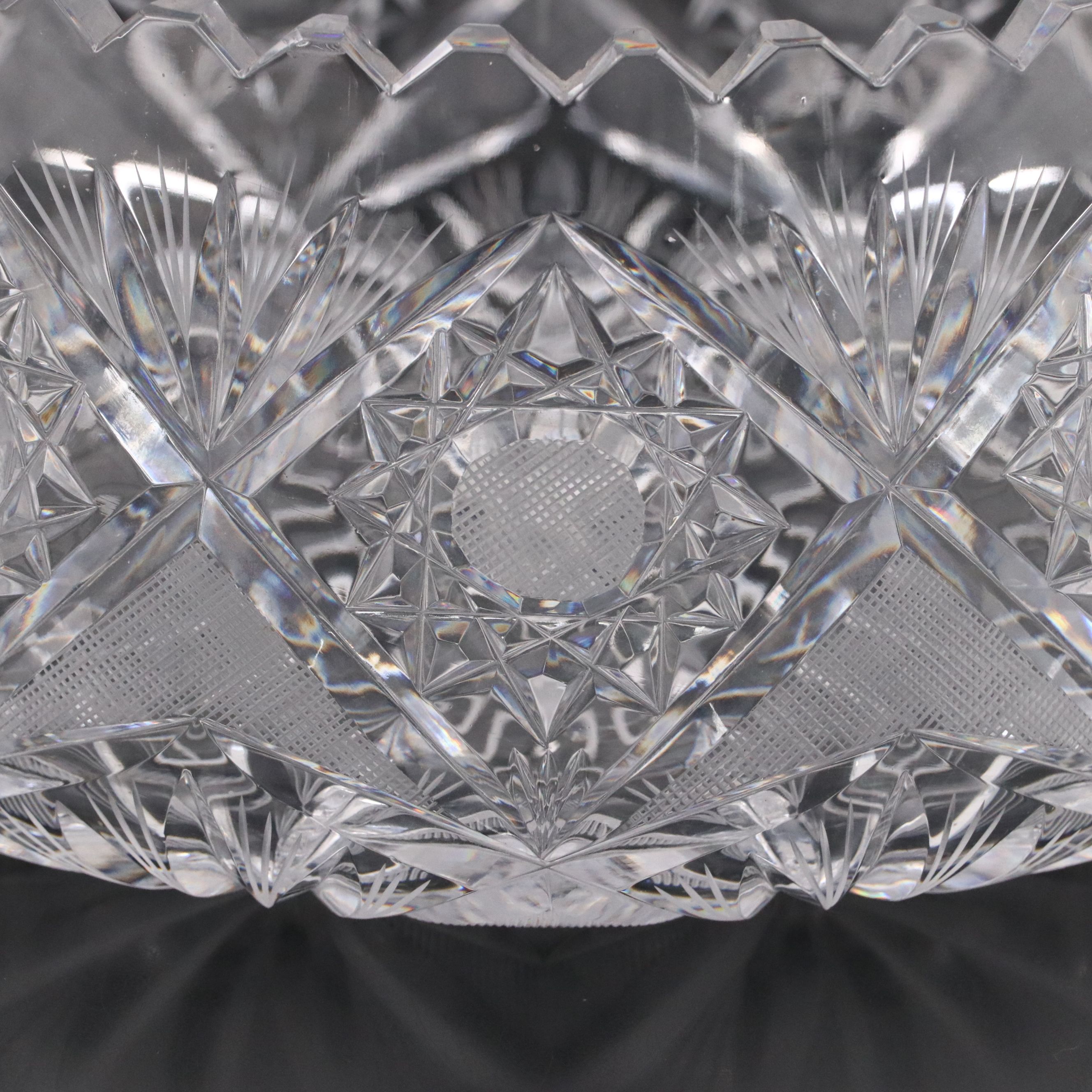 American Brilliant Cut Glass Bowl and Relish Dish