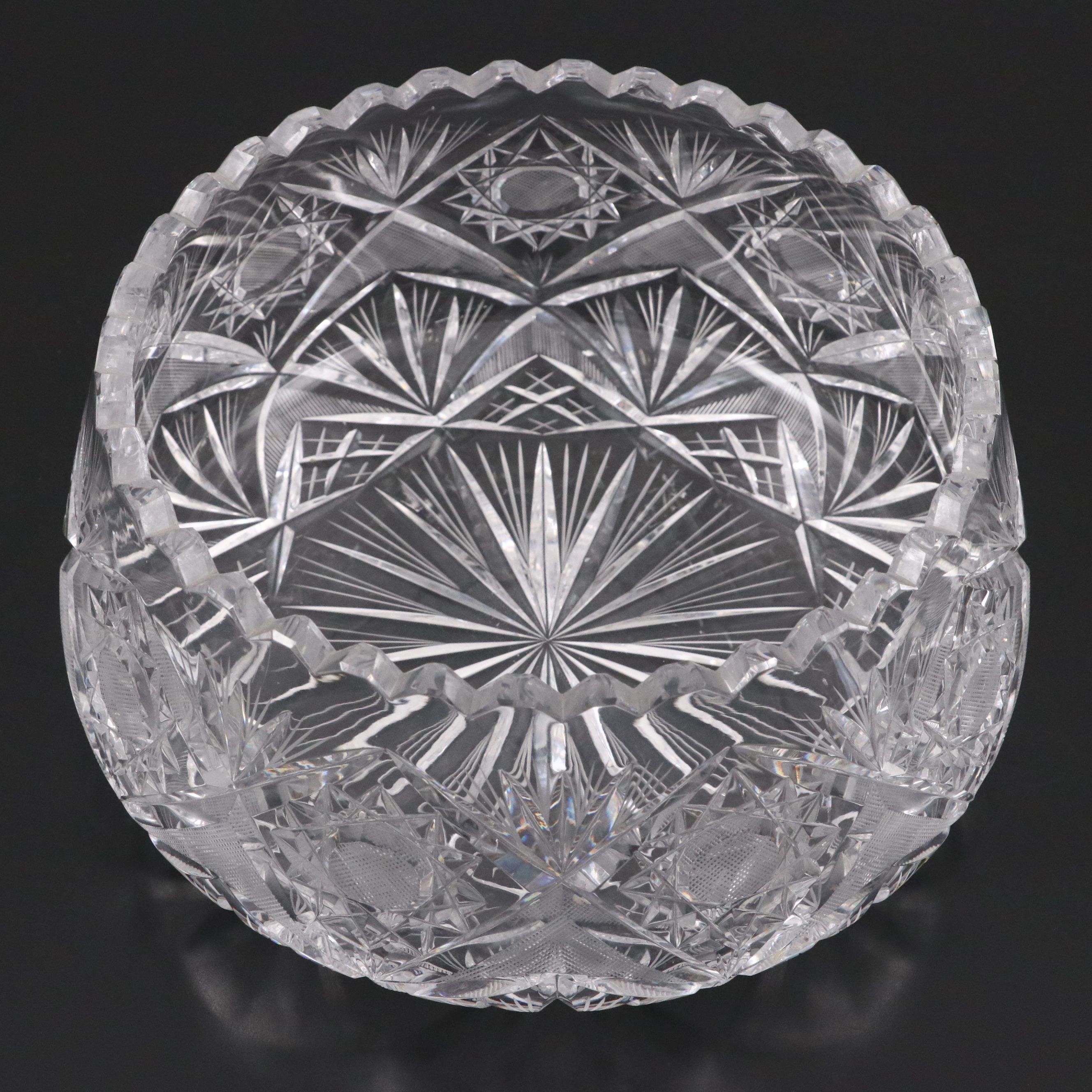 American Brilliant Cut Glass Bowl and Relish Dish