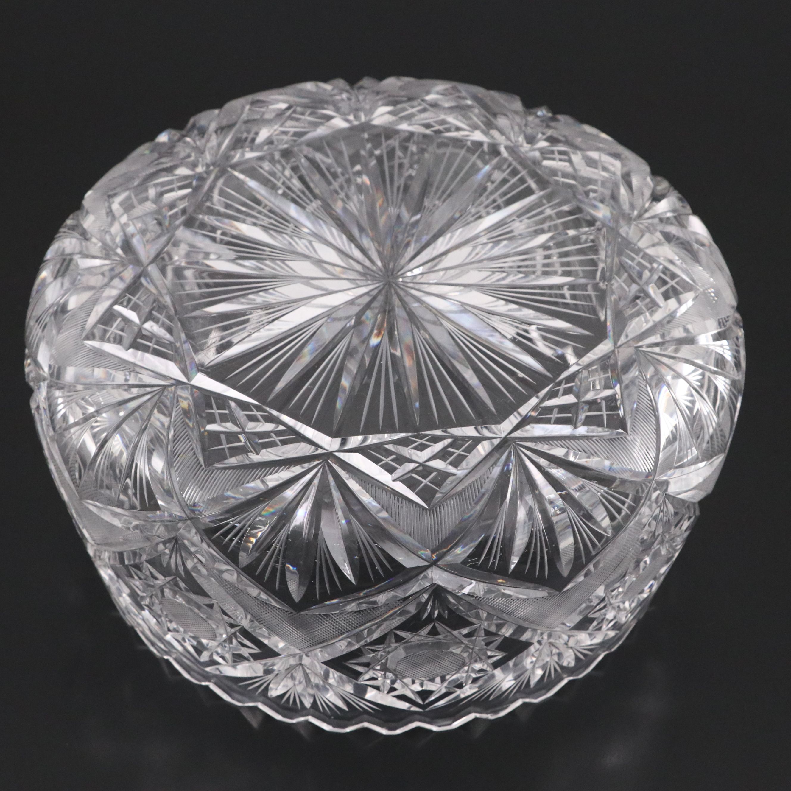 American Brilliant Cut Glass Bowl and Relish Dish
