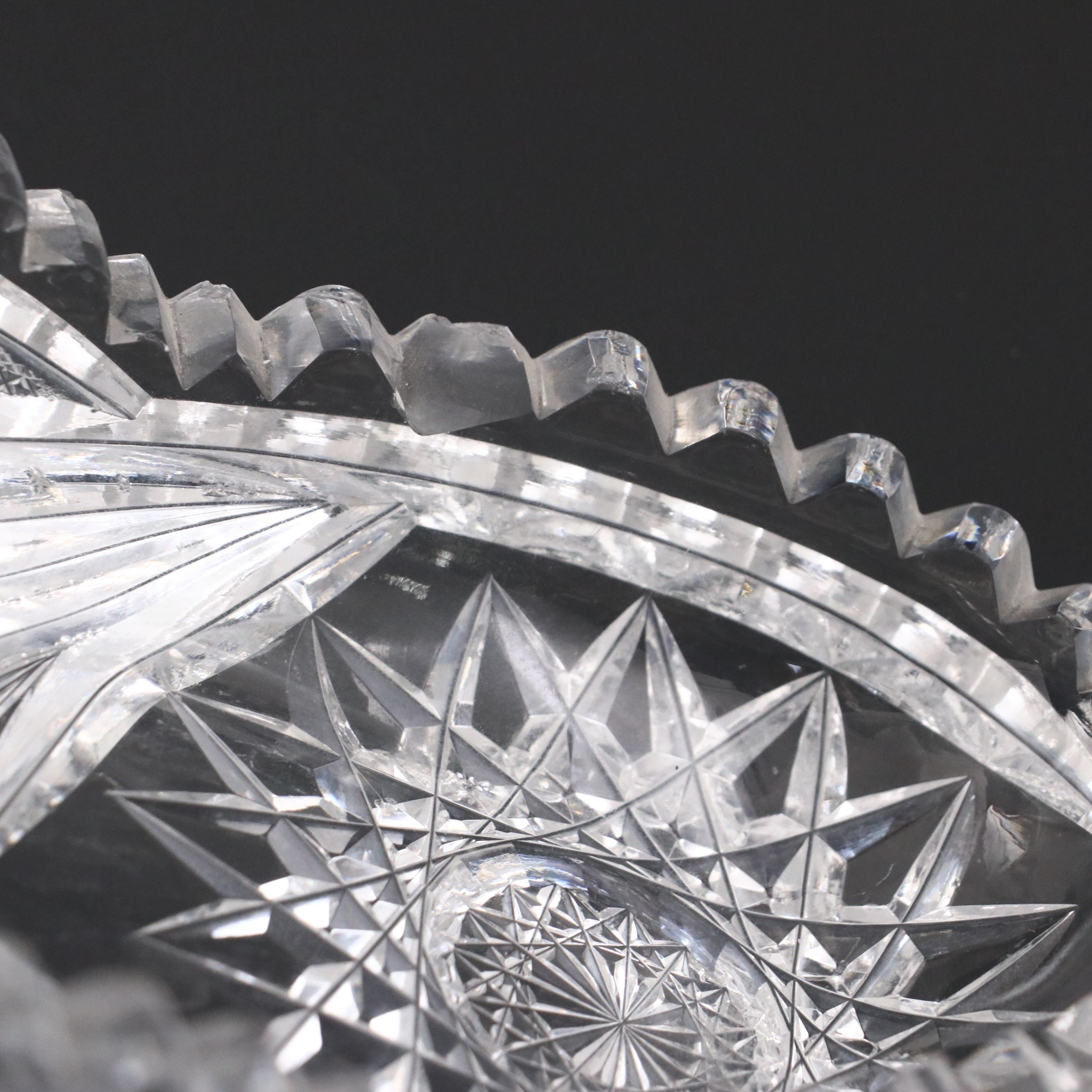 American Brilliant Cut Glass Bowl and Relish Dish