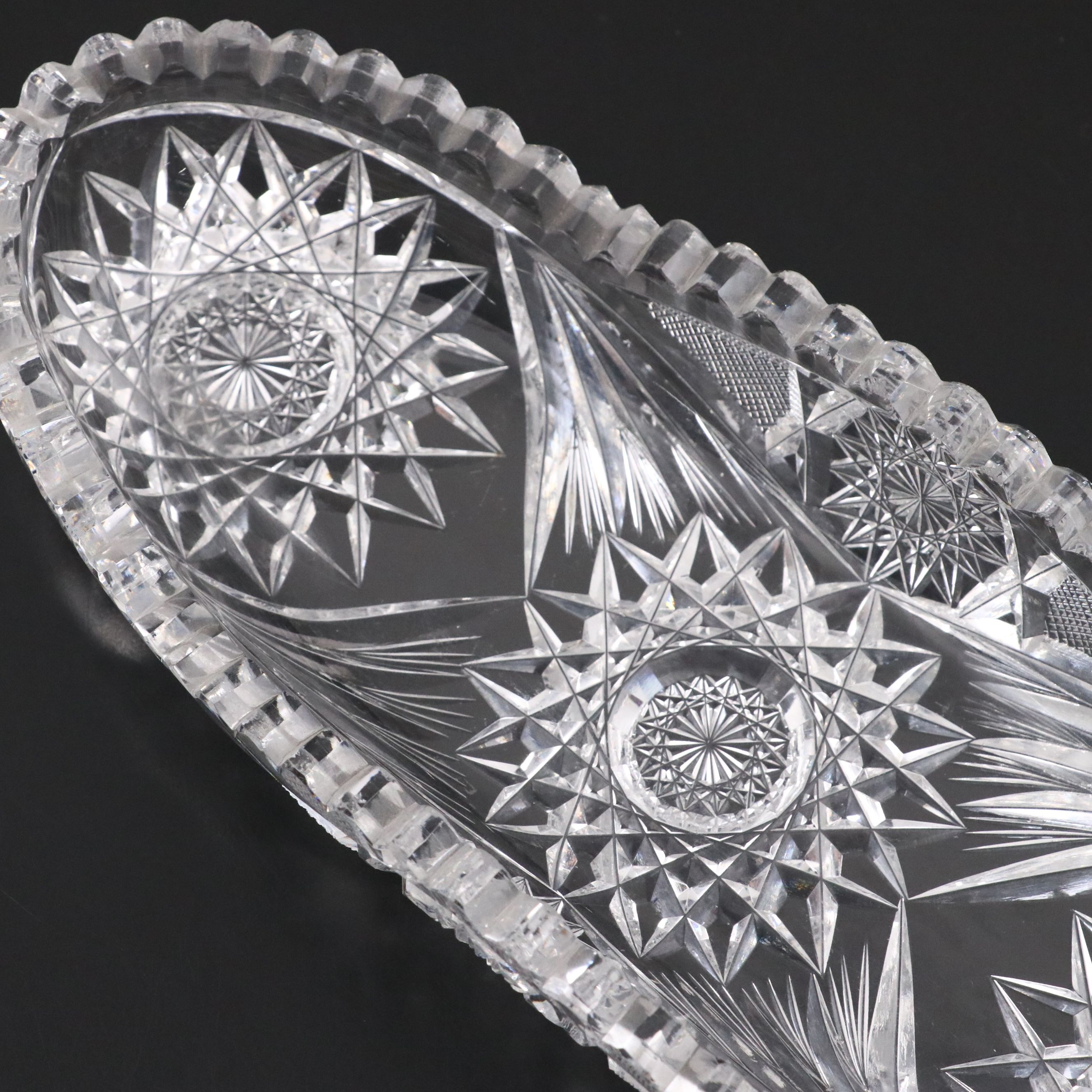 American Brilliant Cut Glass Bowl and Relish Dish