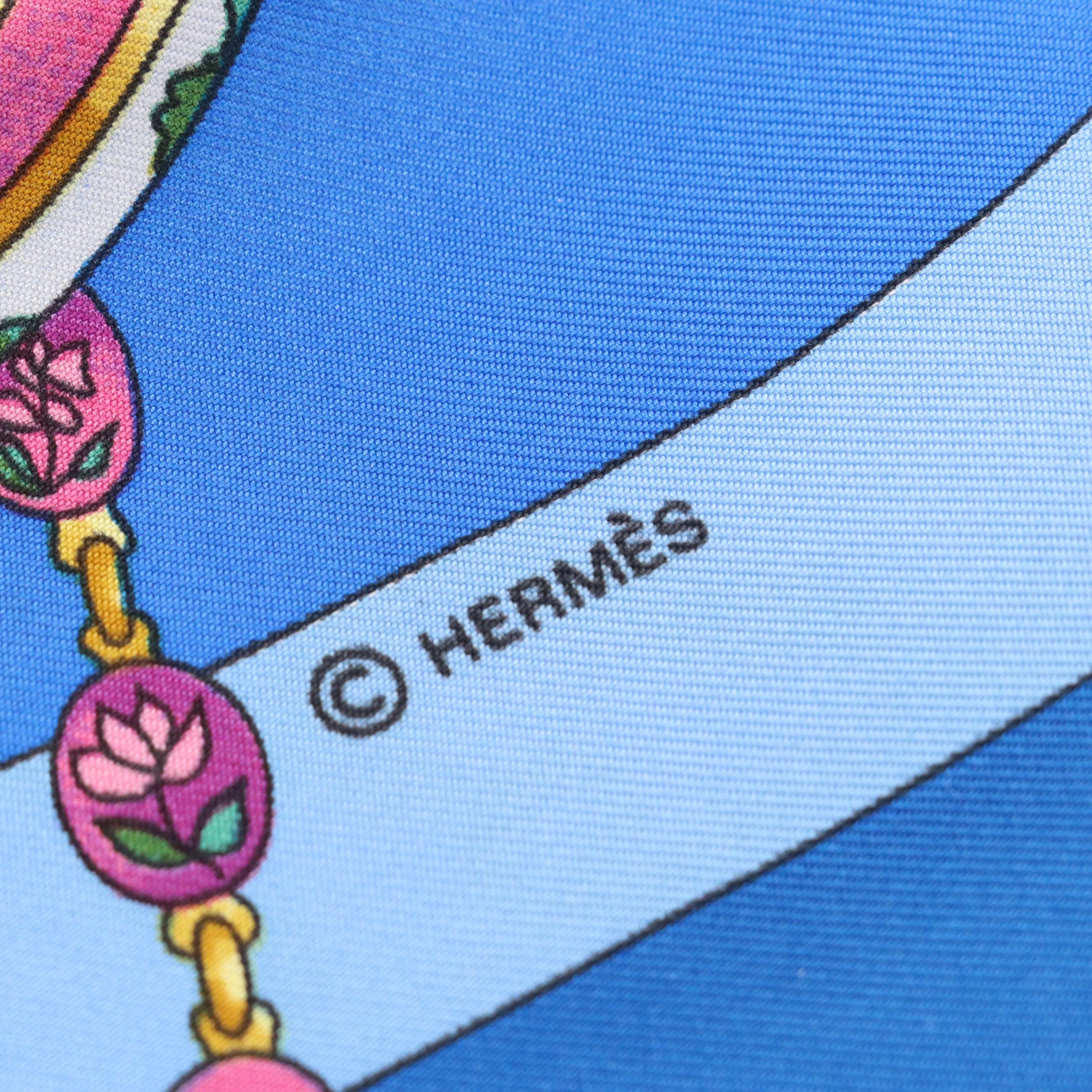 Hermès "La Ronde des Heures" Scarf 90 in Silk Twill