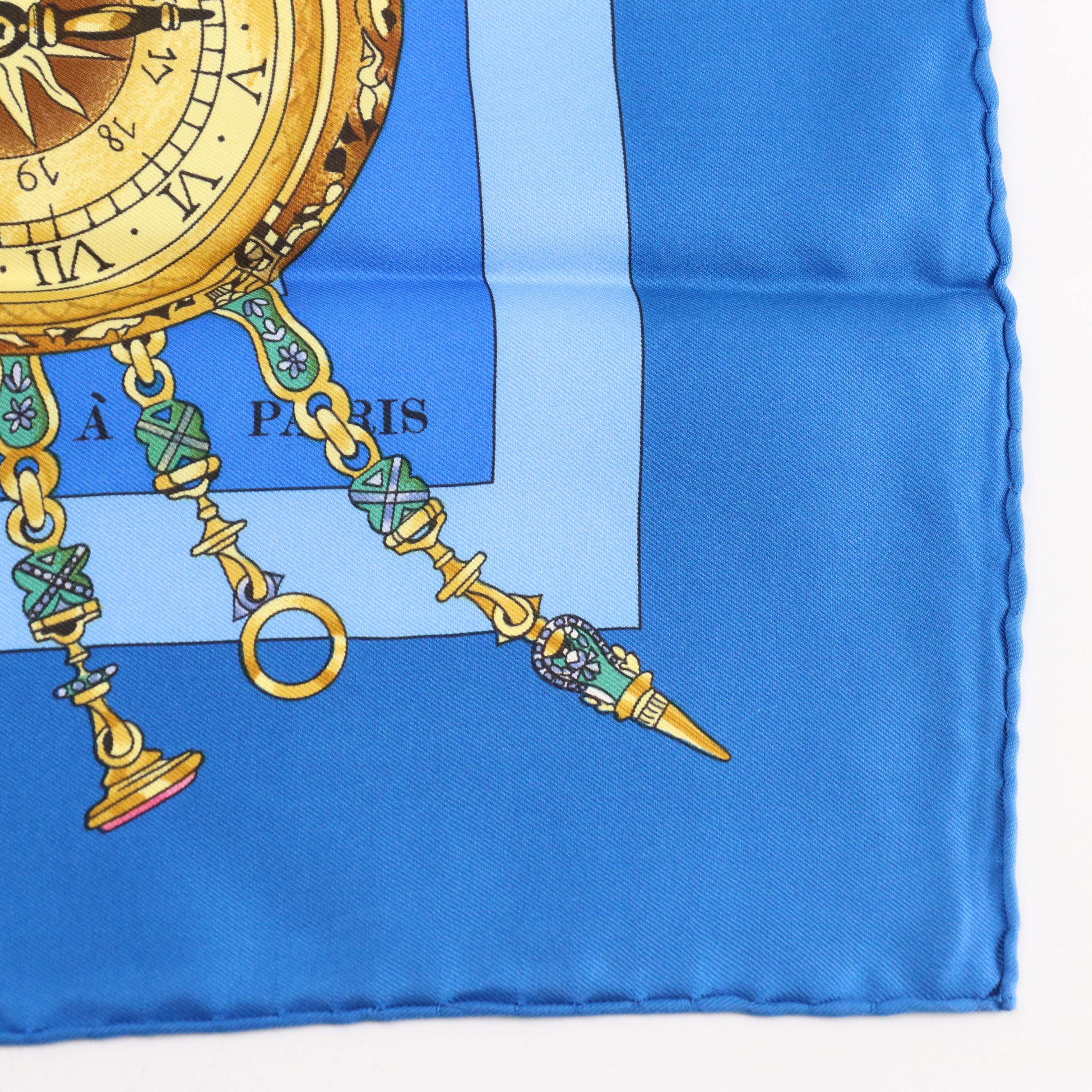 Hermès "La Ronde des Heures" Scarf 90 in Silk Twill