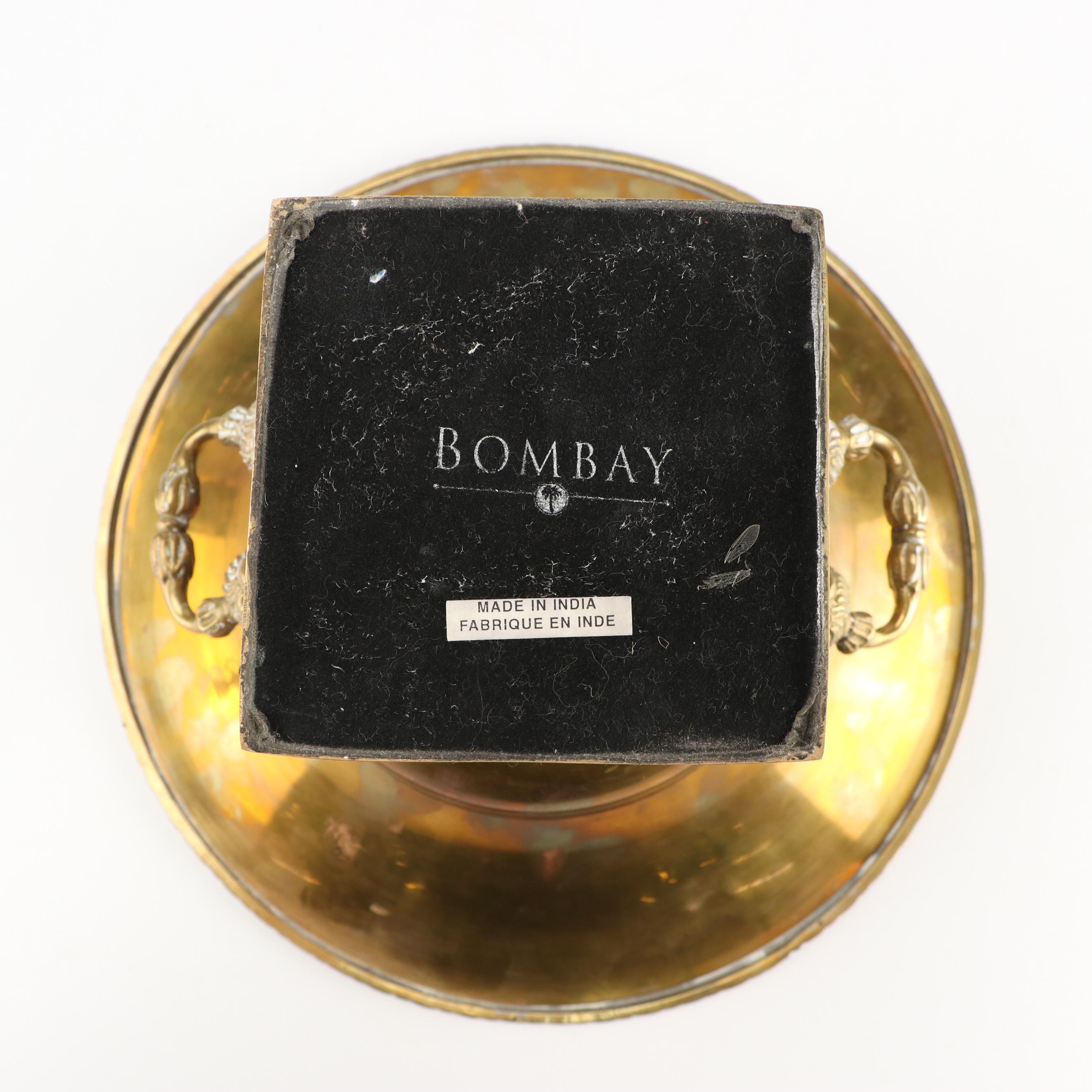 Indian Etched Brass Vase with Other Urn and Candlesticks and Creamer