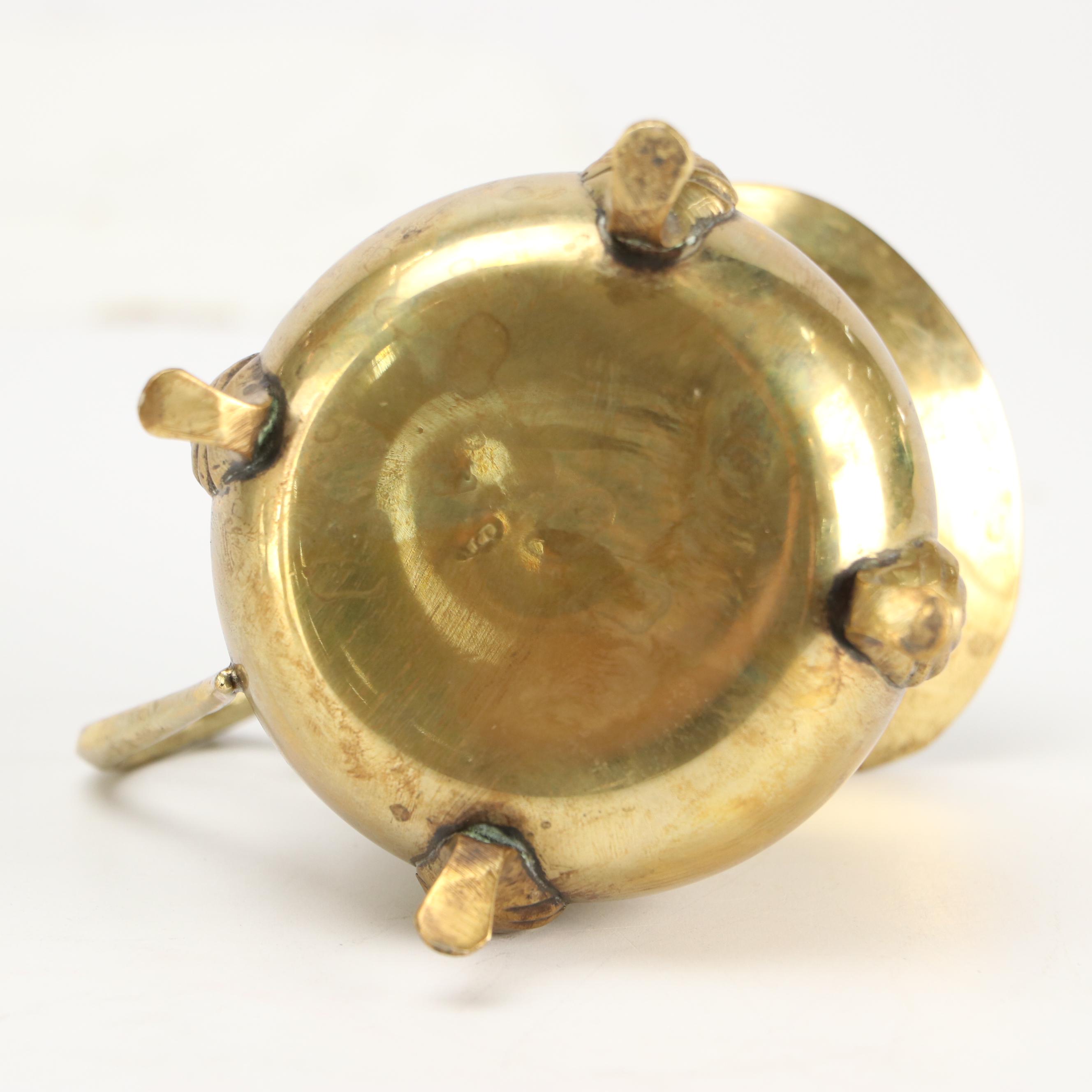 Indian Etched Brass Vase with Other Urn and Candlesticks and Creamer