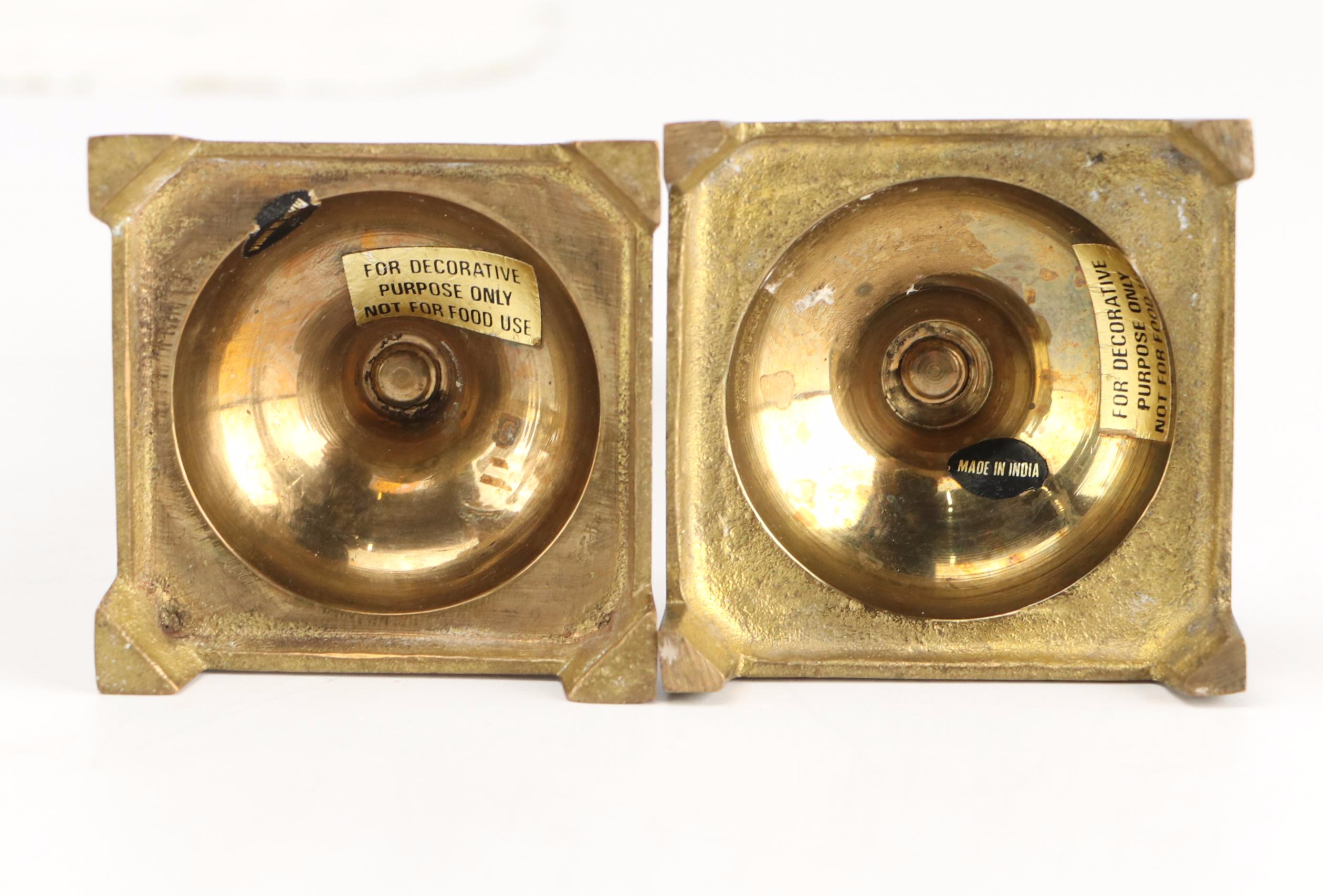 Indian Etched Brass Vase with Other Urn and Candlesticks and Creamer