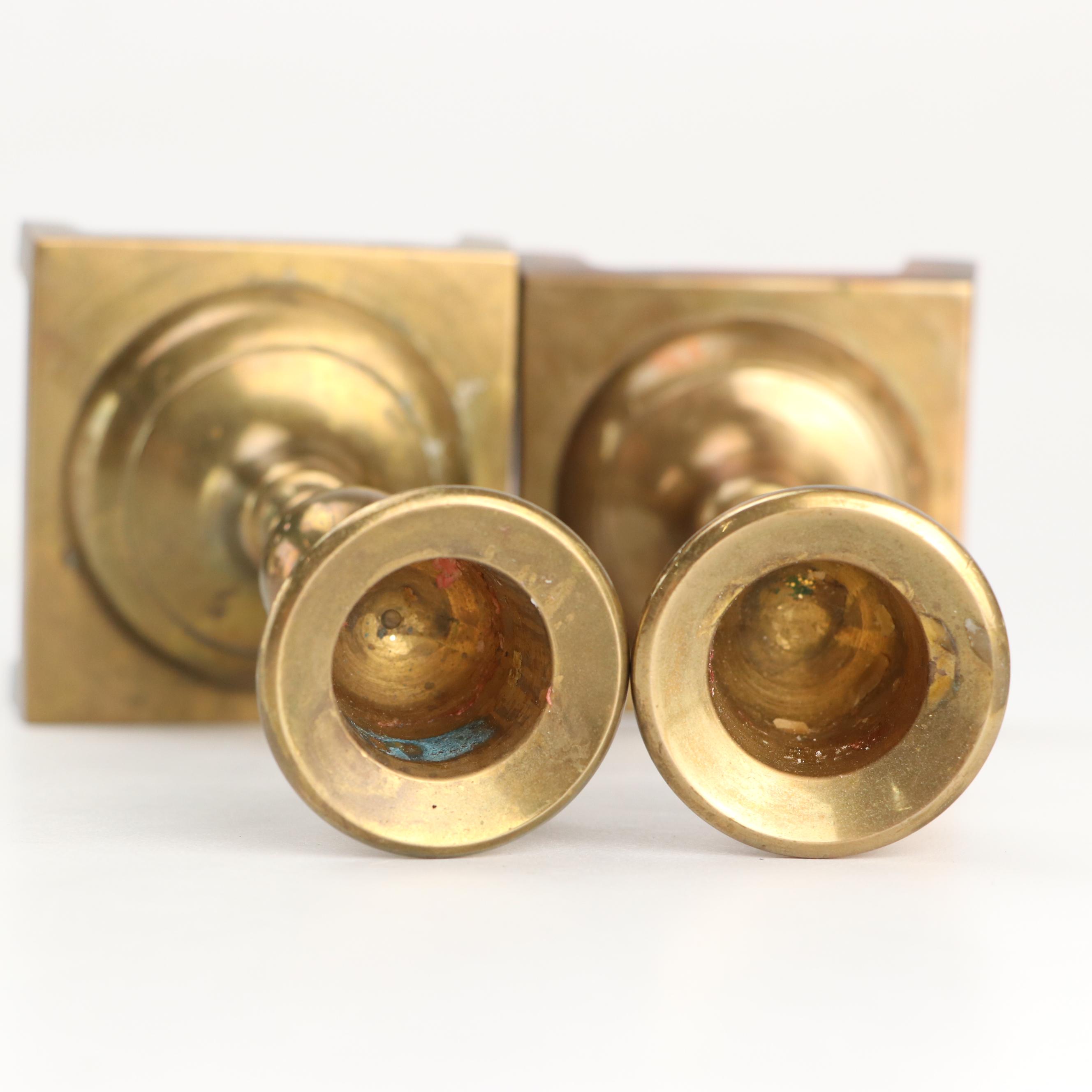 Indian Etched Brass Vase with Other Urn and Candlesticks and Creamer