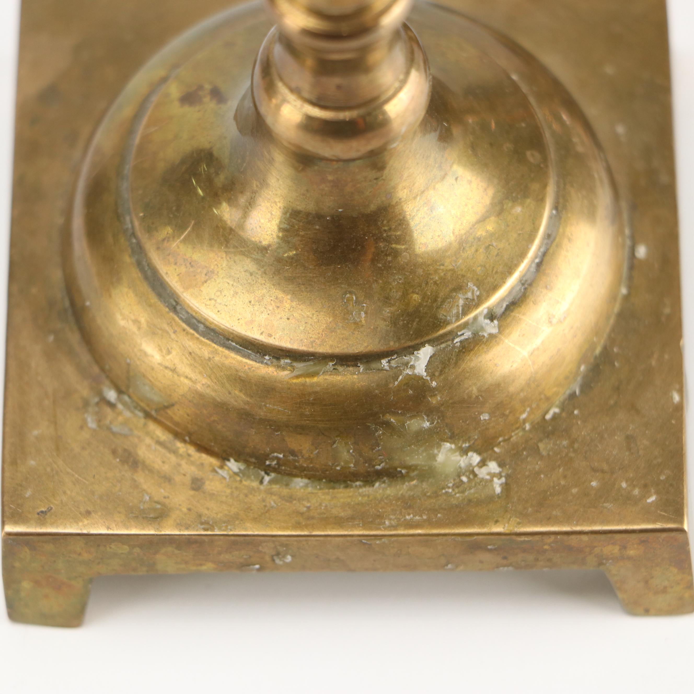 Indian Etched Brass Vase with Other Urn and Candlesticks and Creamer