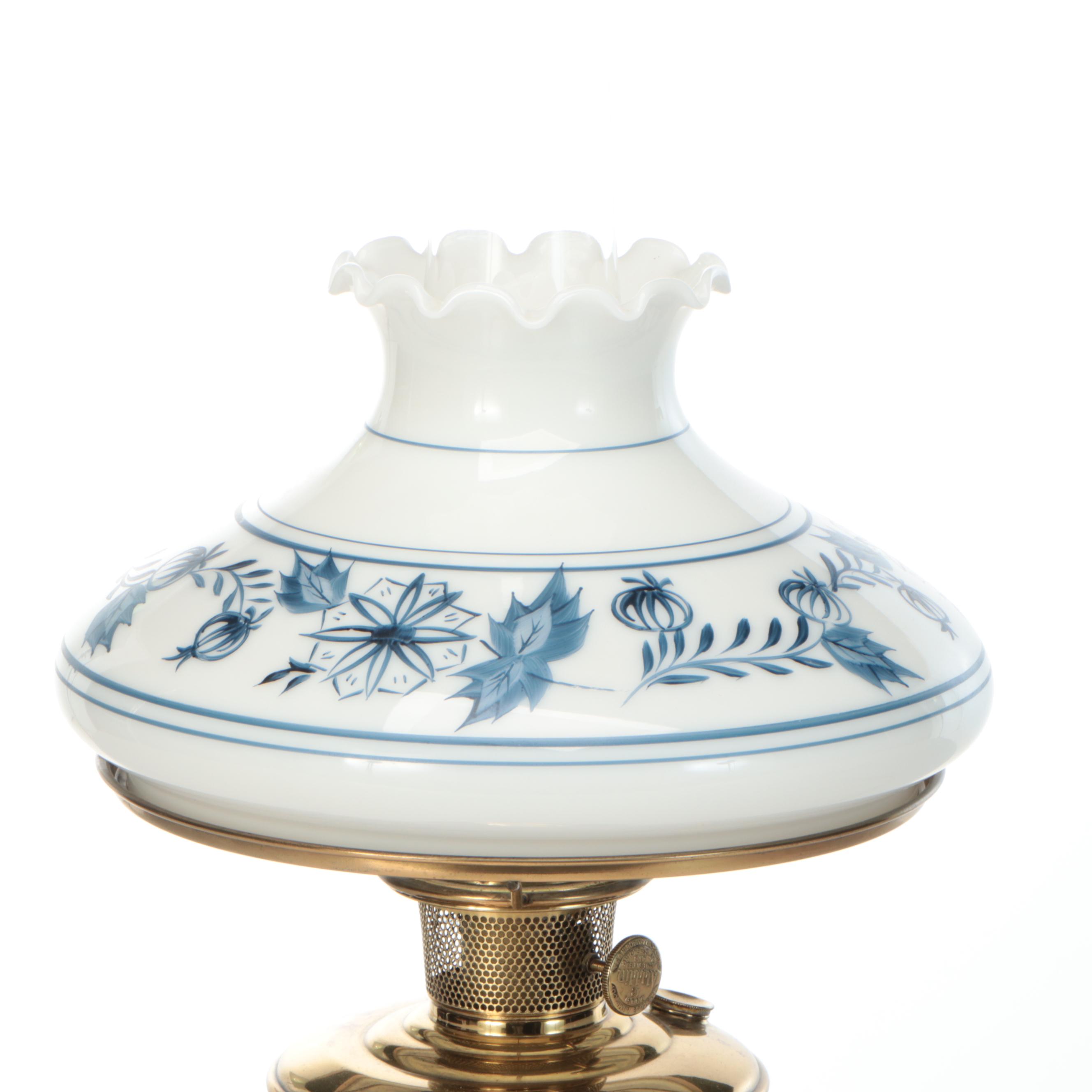Aladdin Model 12 Blue on White Milk Glass Table Lamp