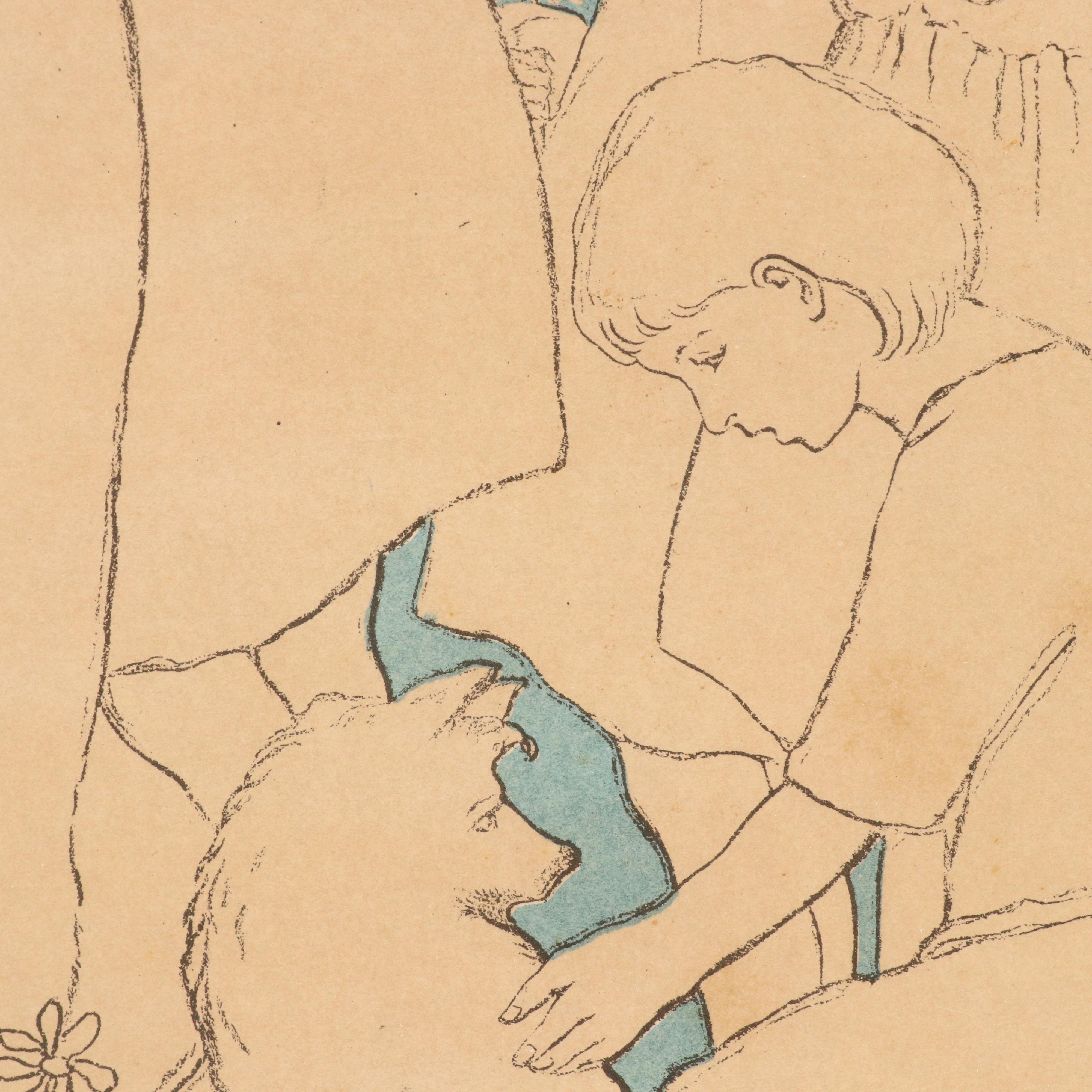 Bella Vichon Color Lithograph "Christ With Children"