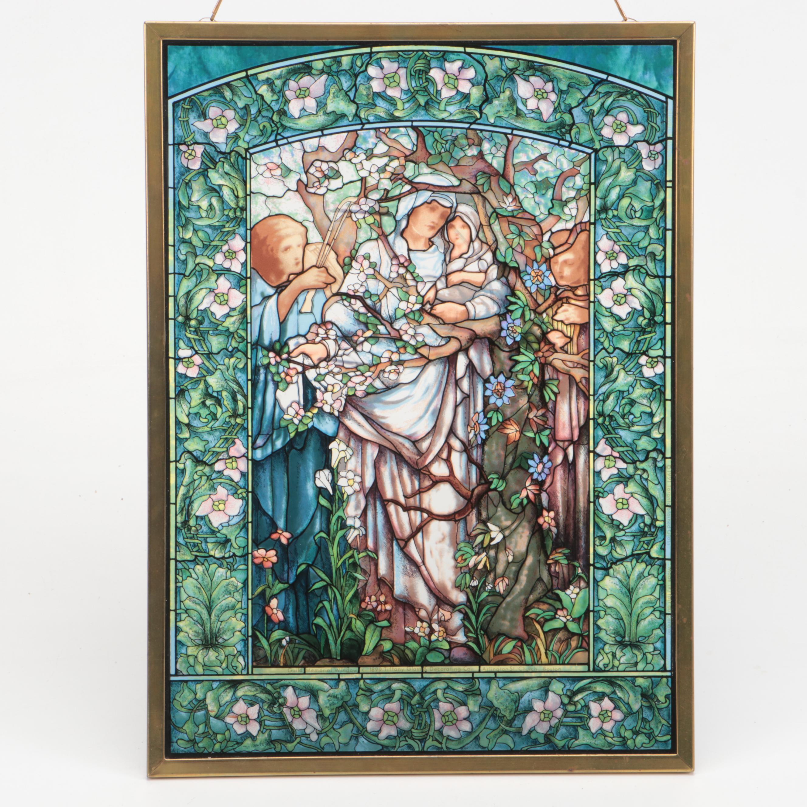 Transfer Printed Glass After Tiffany Glass & Decorating "Madonna of the Flowers"