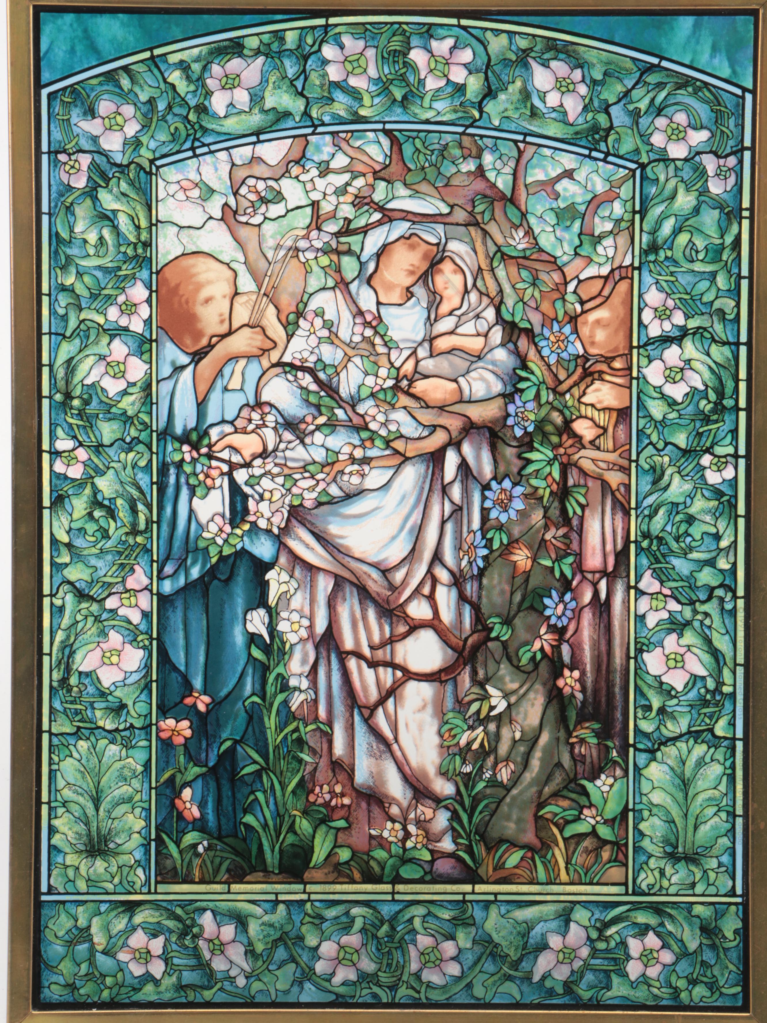 Transfer Printed Glass After Tiffany Glass & Decorating "Madonna of the Flowers"