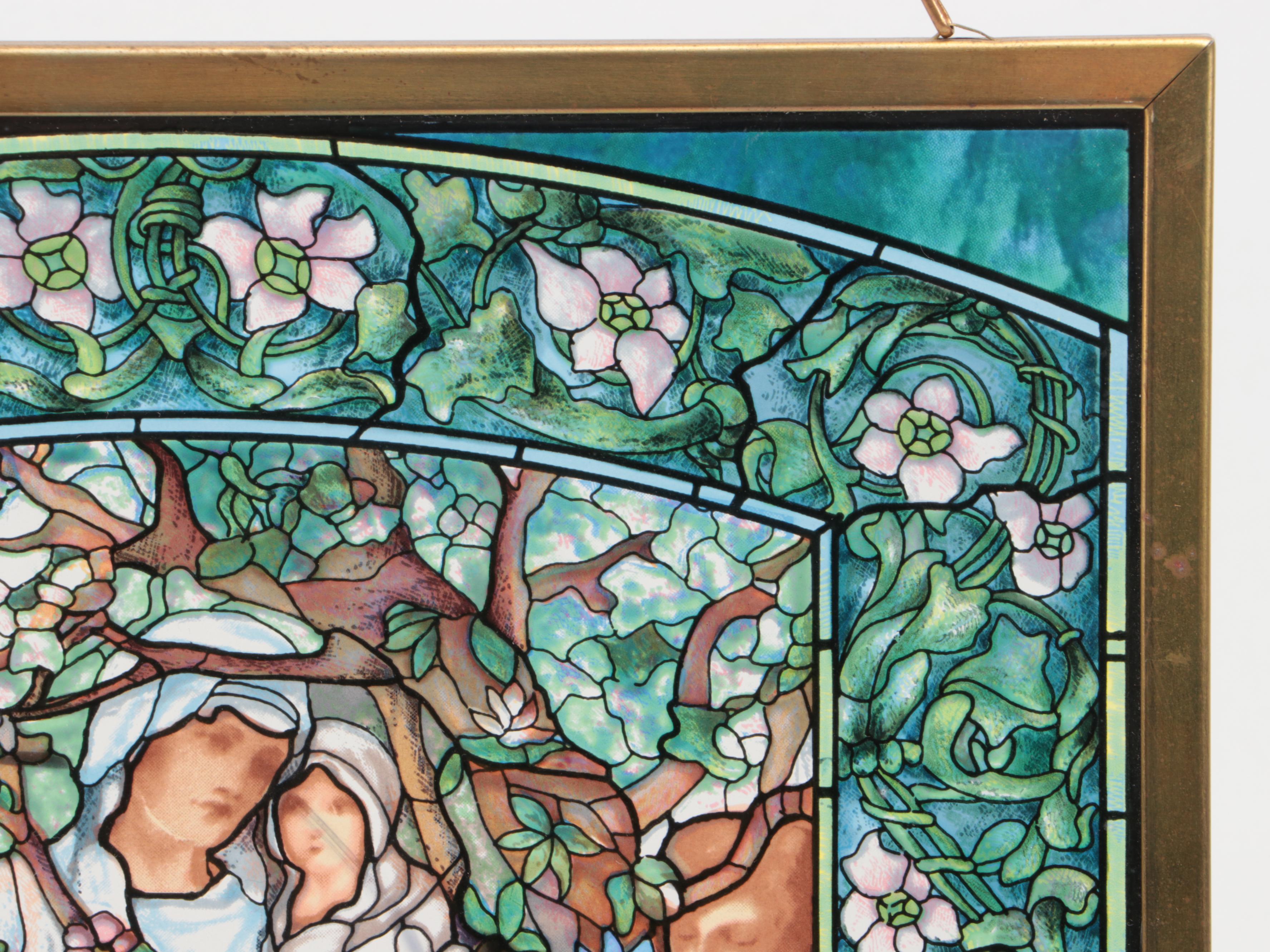Transfer Printed Glass After Tiffany Glass & Decorating "Madonna of the Flowers"