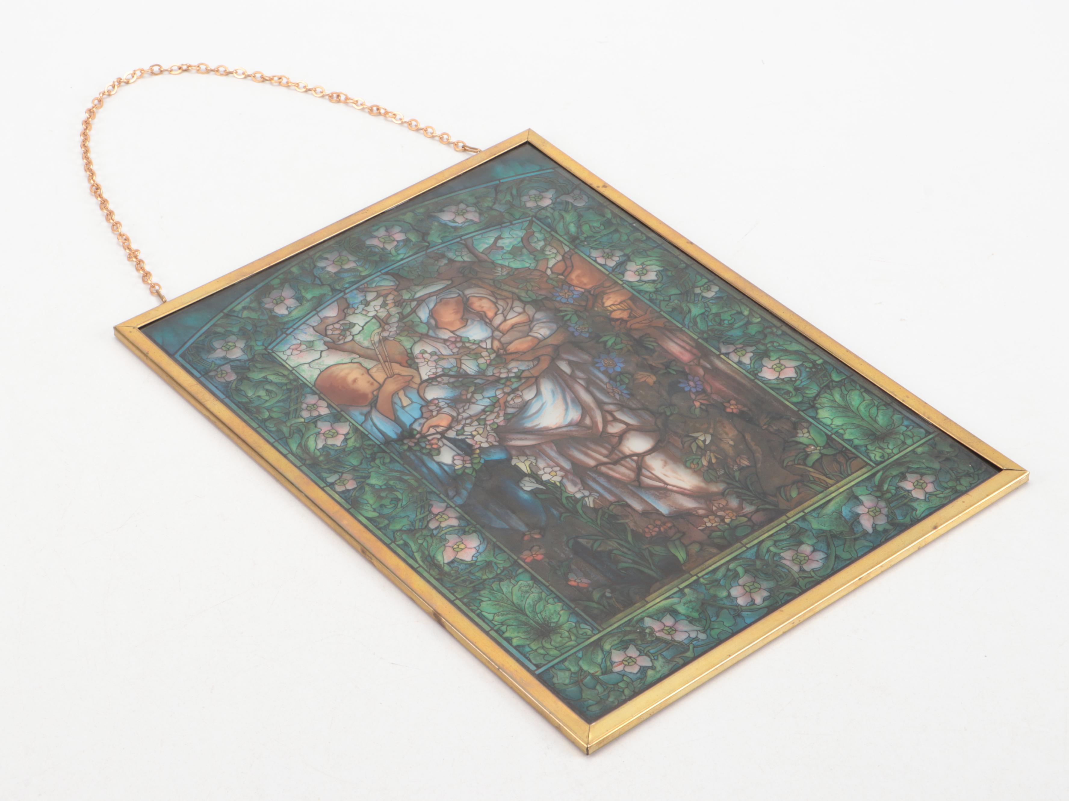 Transfer Printed Glass After Tiffany Glass & Decorating "Madonna of the Flowers"