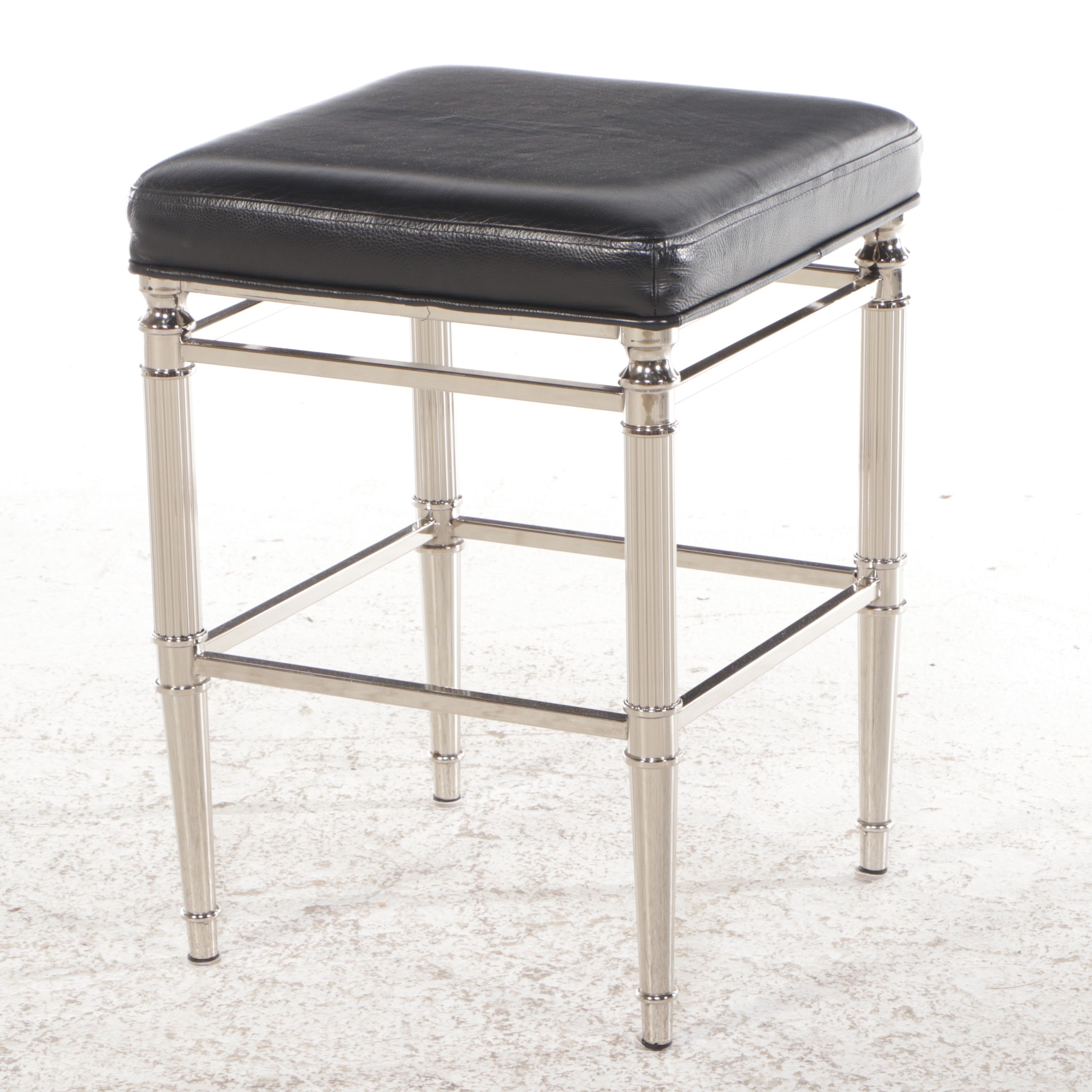 Five Frontgate Counter Height Metal Stools with Faux Leather Upholstery, 2015