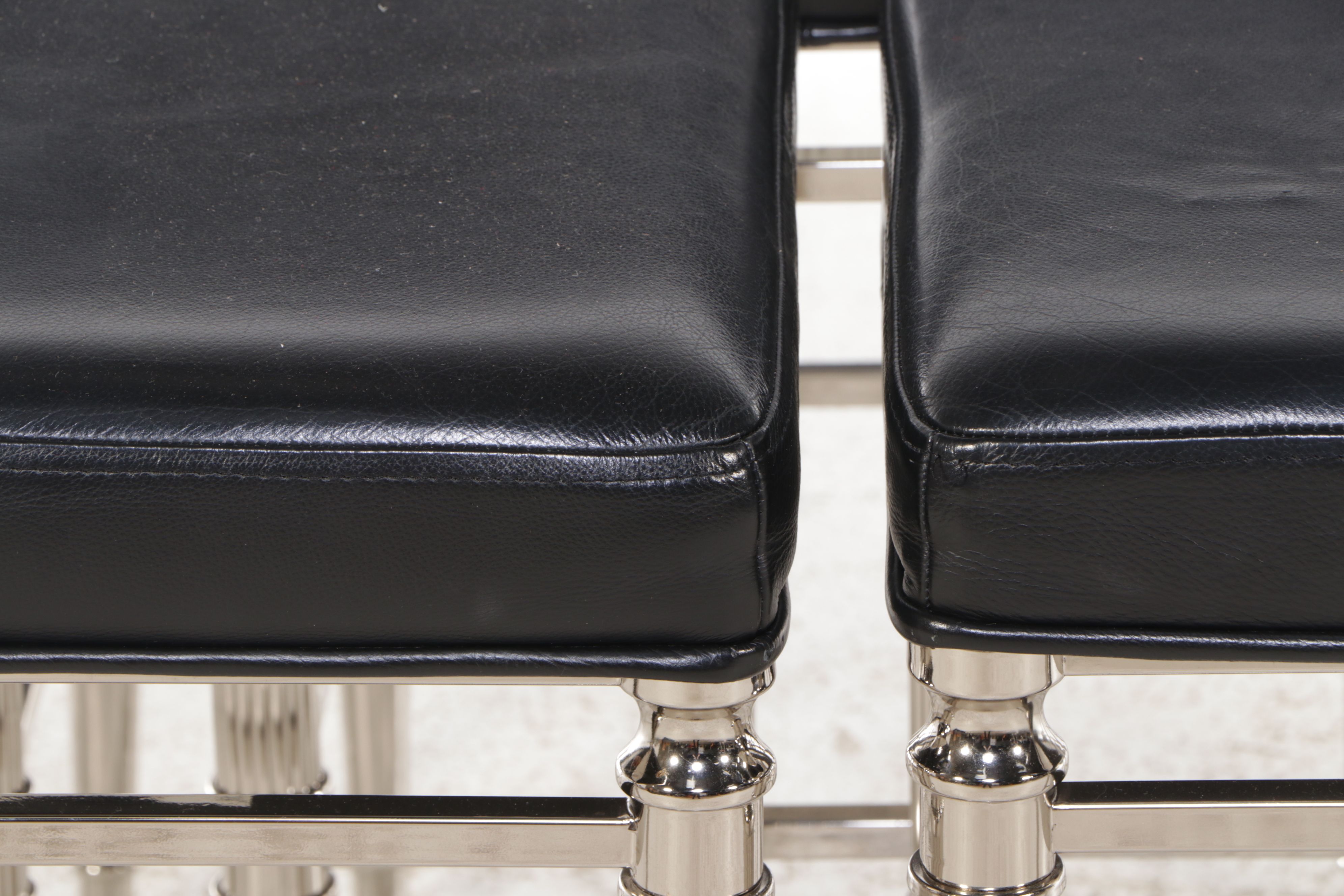 Five Frontgate Counter Height Metal Stools with Faux Leather Upholstery, 2015