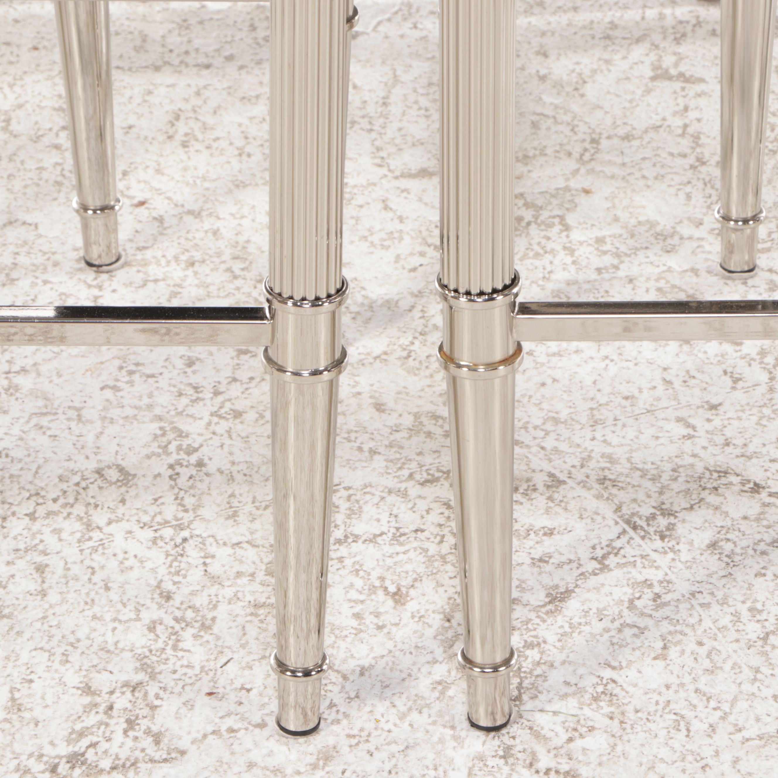 Five Frontgate Counter Height Metal Stools with Faux Leather Upholstery, 2015