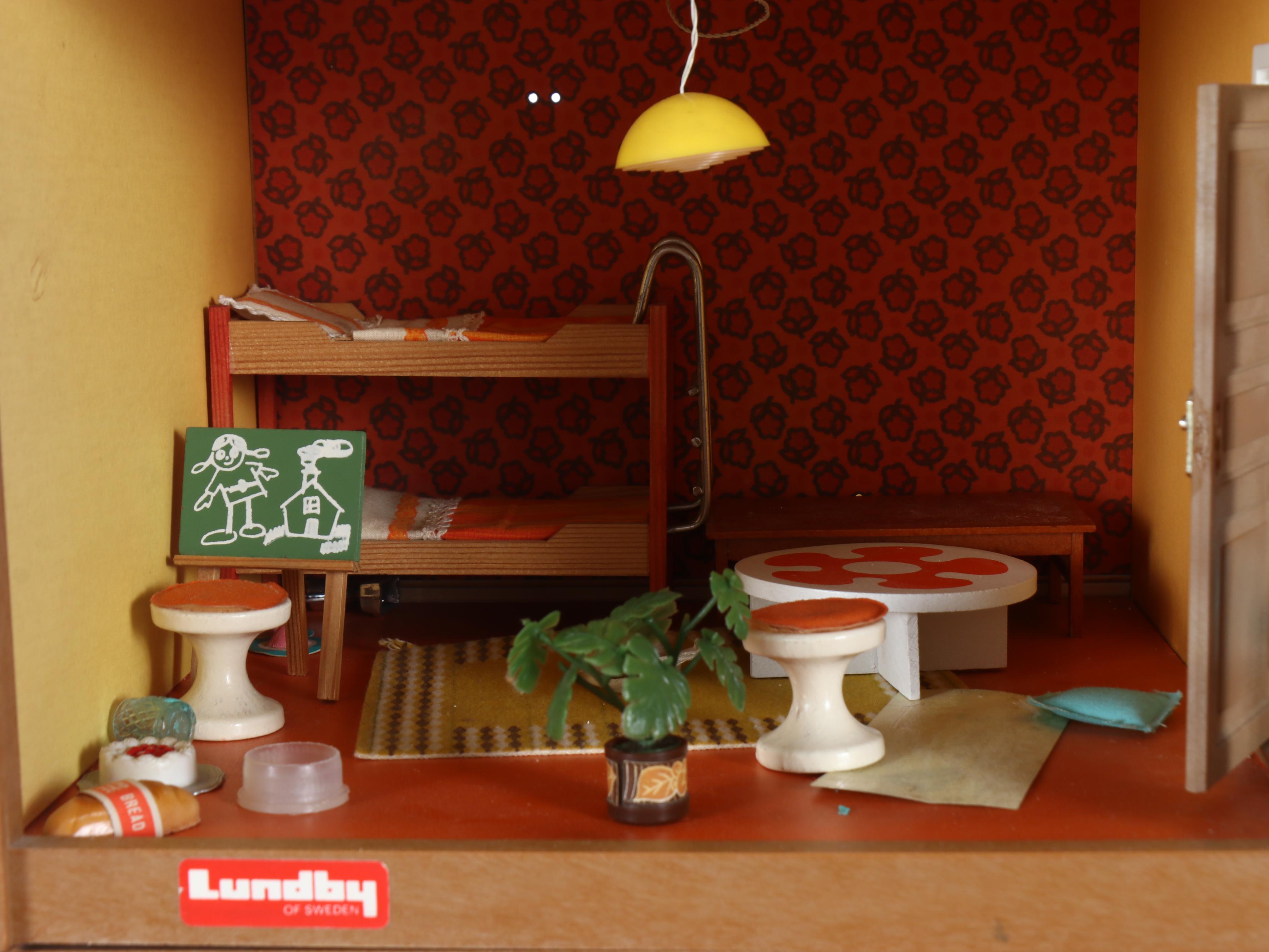 Lundby Dollhouse with Furniture, Doll, and More Accessories, Mid to Late 20th C.
