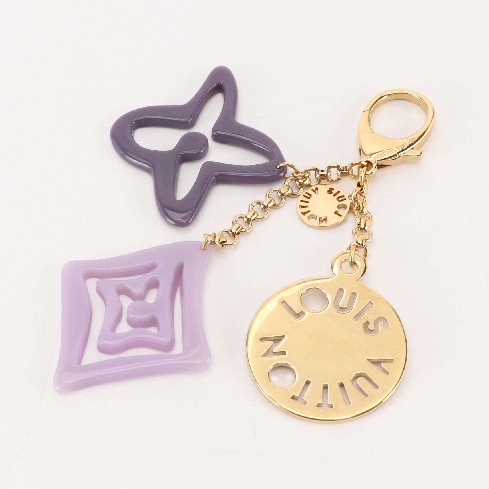 Louis Vuitton Tahitienne Gold Tone and Purple Resin Key Chain/Bag Charm