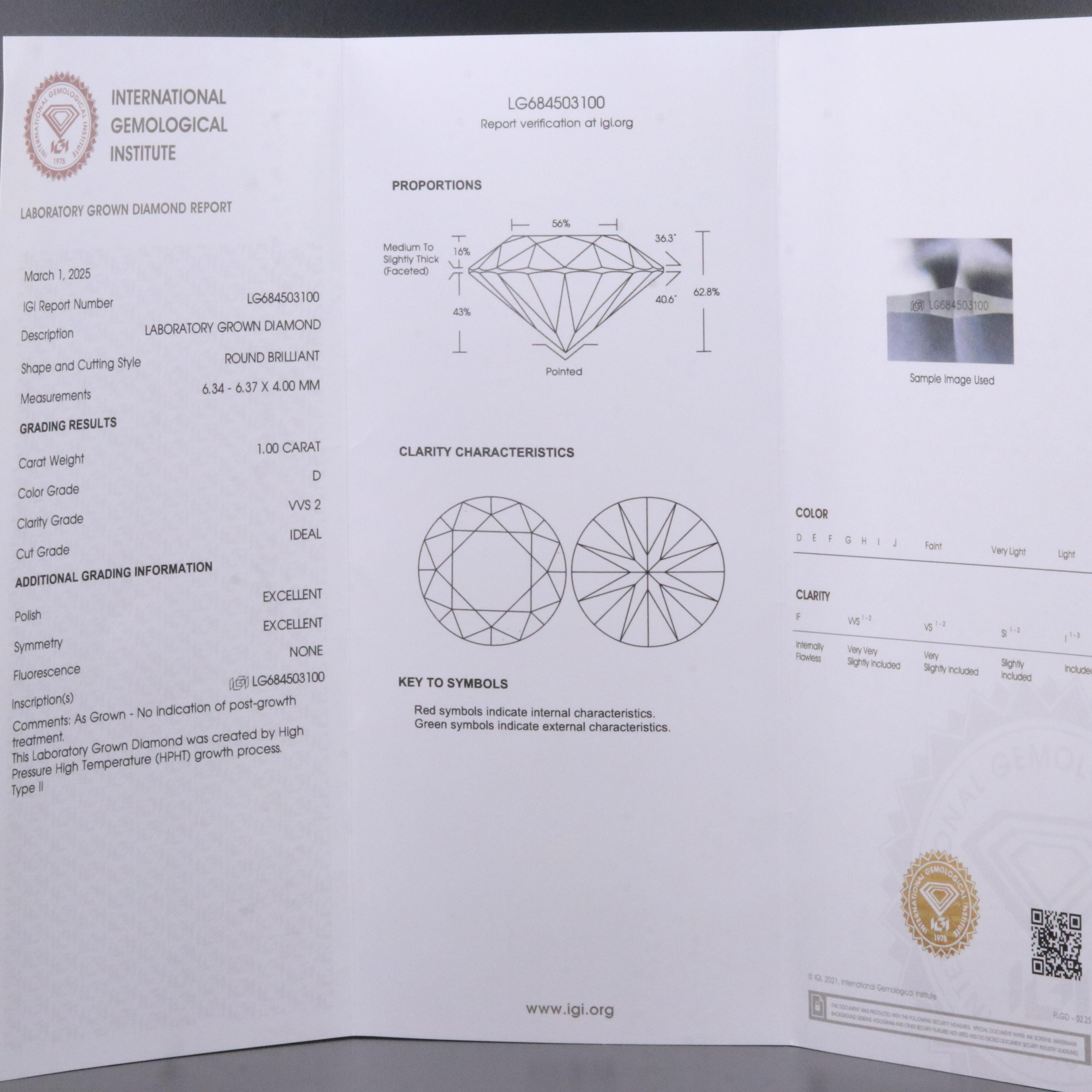14K 1.00 CT Lab Grown Diamond Solitaire Ring with IGI Report