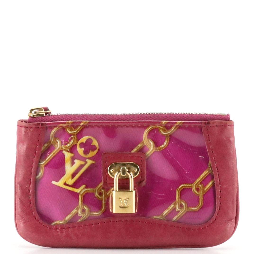 Louis Vuitton Pochette Clés in Fuchsia Monogram Charms Silk Twill and Leather