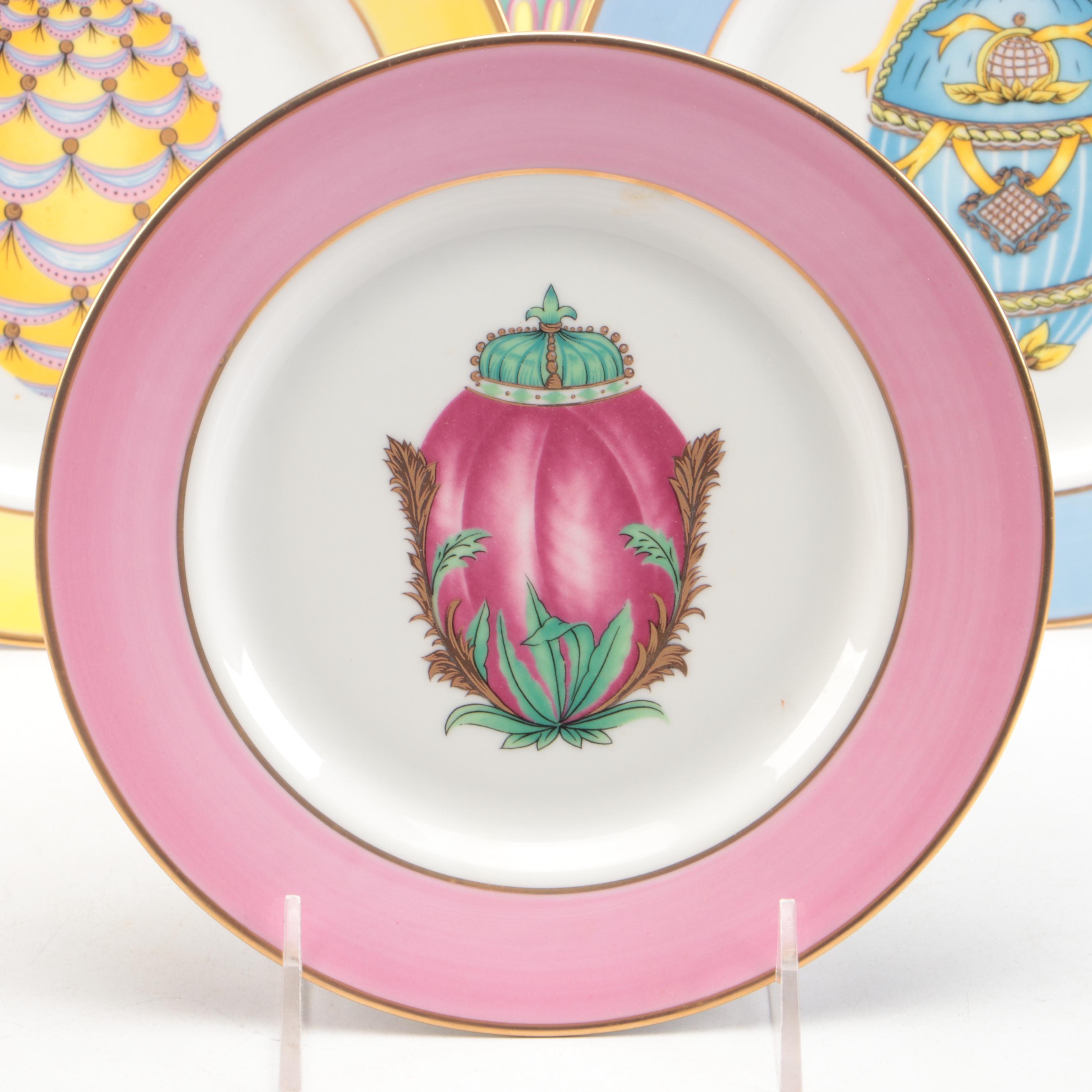 Email de Limoges Porcelain Plates Faberge Egg Plates